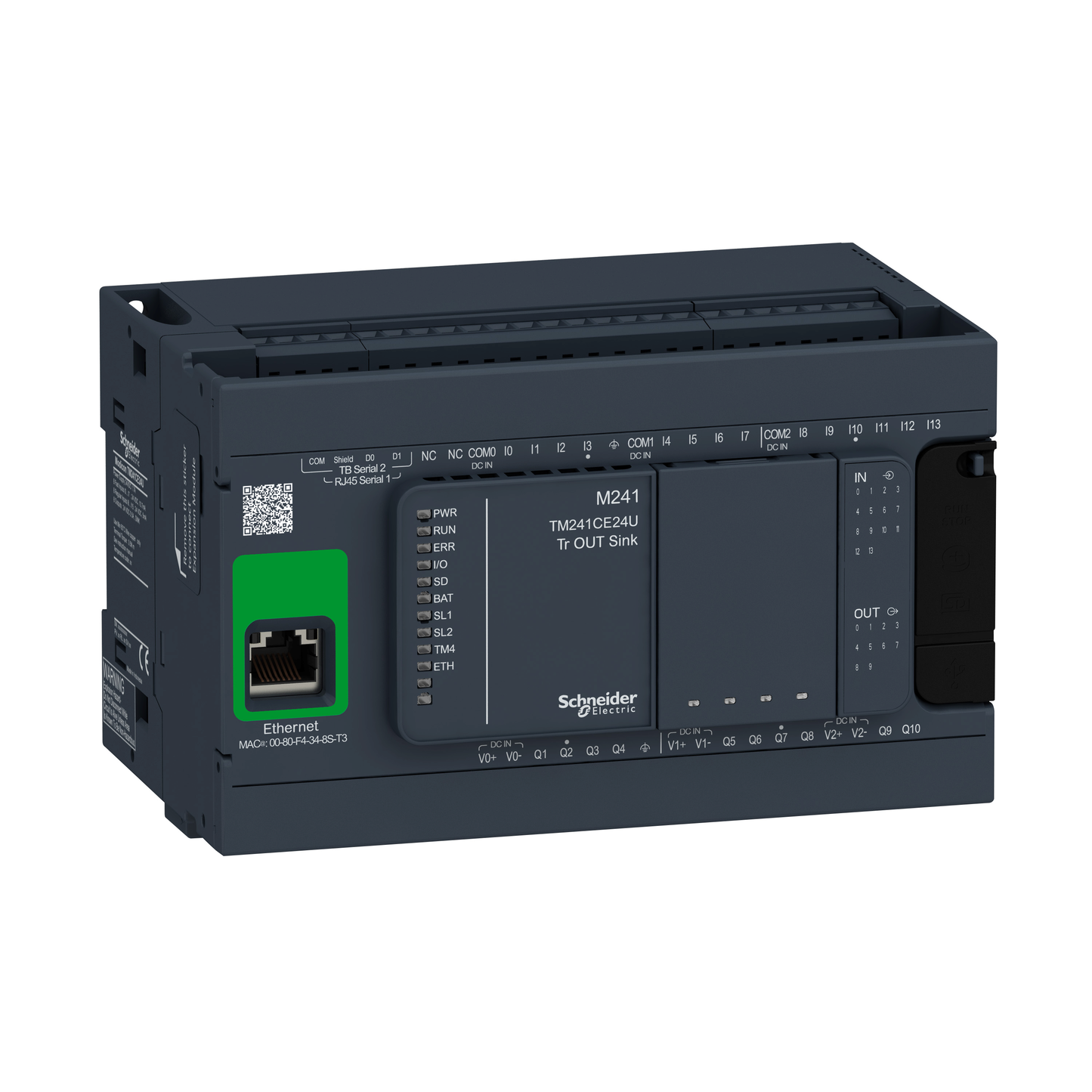 Schneider Electric-TM241CE24U-Modicon M241, contrôleur 24E/S NPN, ports Ethernet+2 série, 24VCC