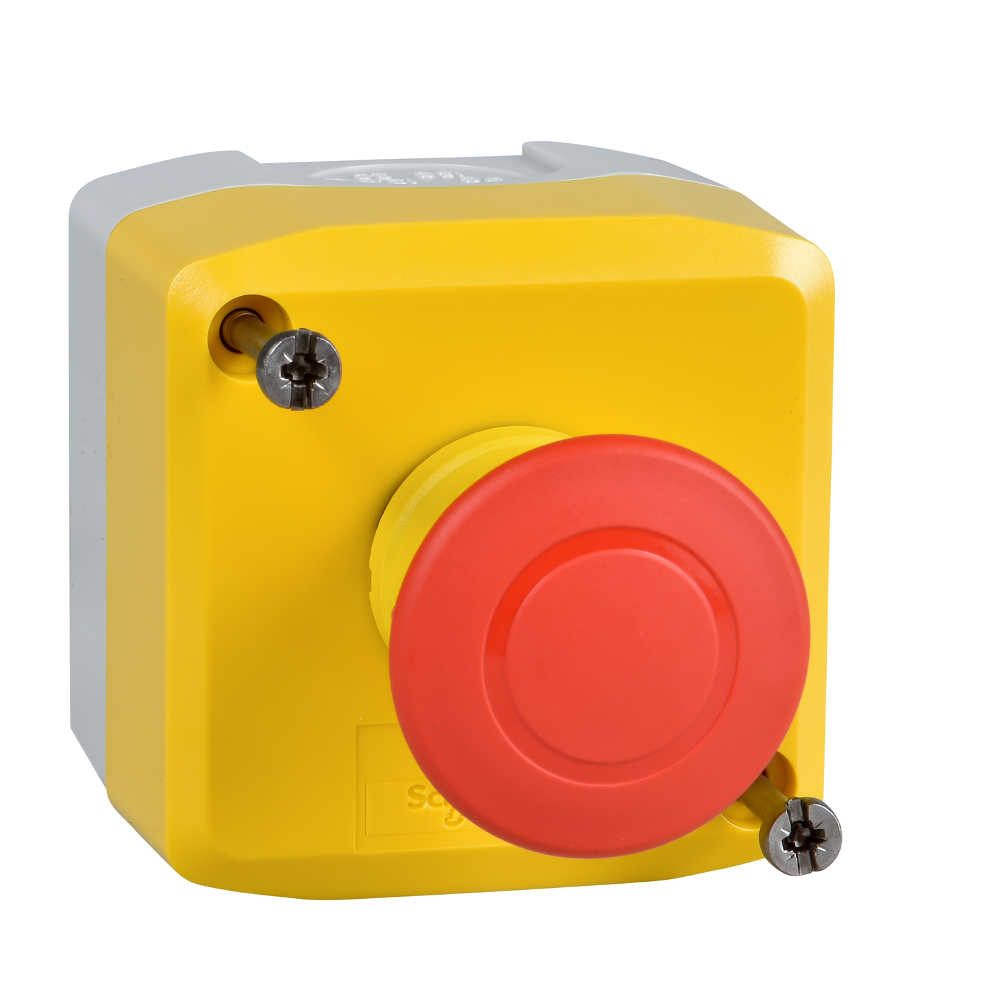 Schneider Electric-XALK198-Harmony boite jaune - 1 arrêt d'urgence rouge Ø40 pousser-tirer - 1O