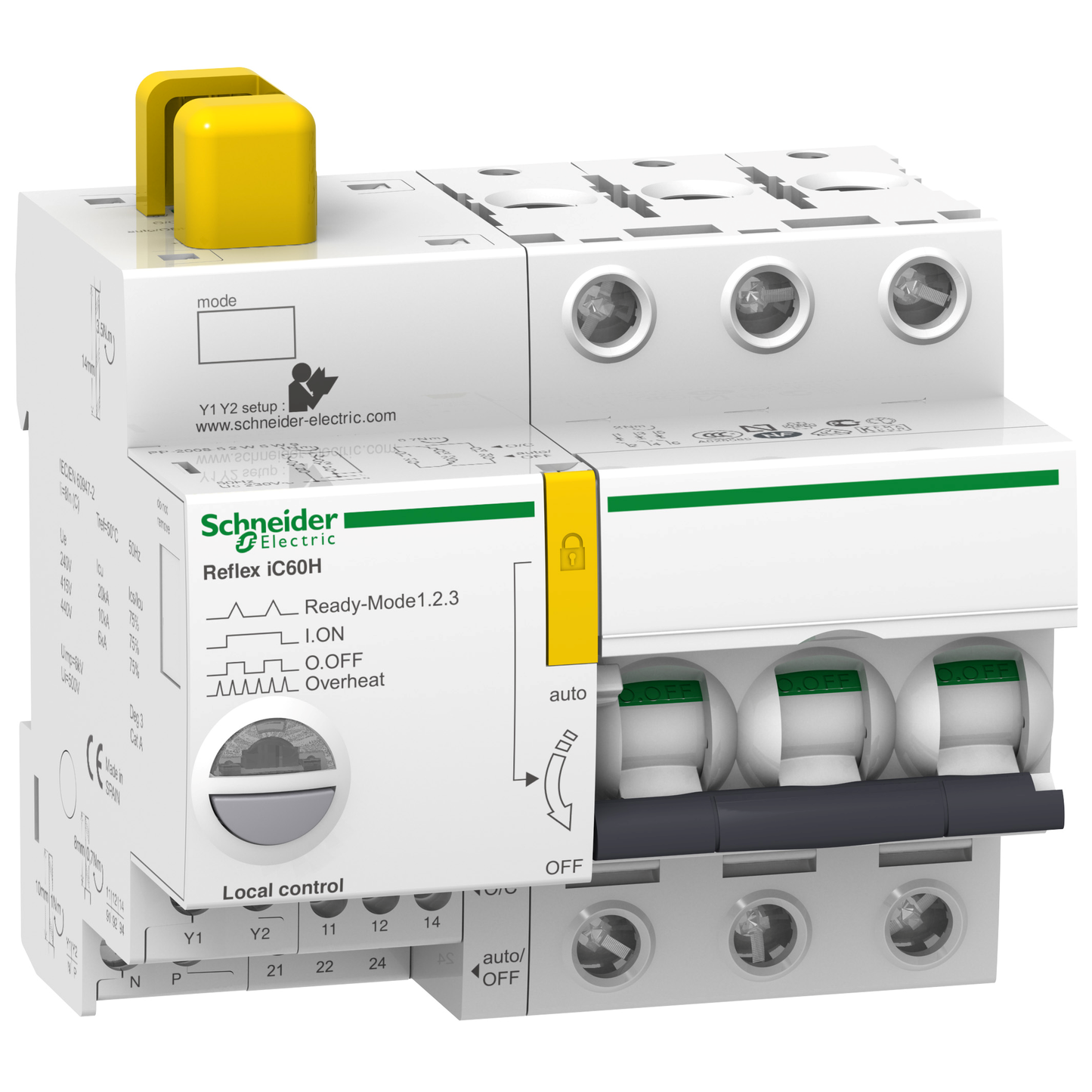 Schneider Electric-A9C66310-Acti9, Reflex iC60H disjonct. à commande intégrée interface Ti24 10A 3P courbe D