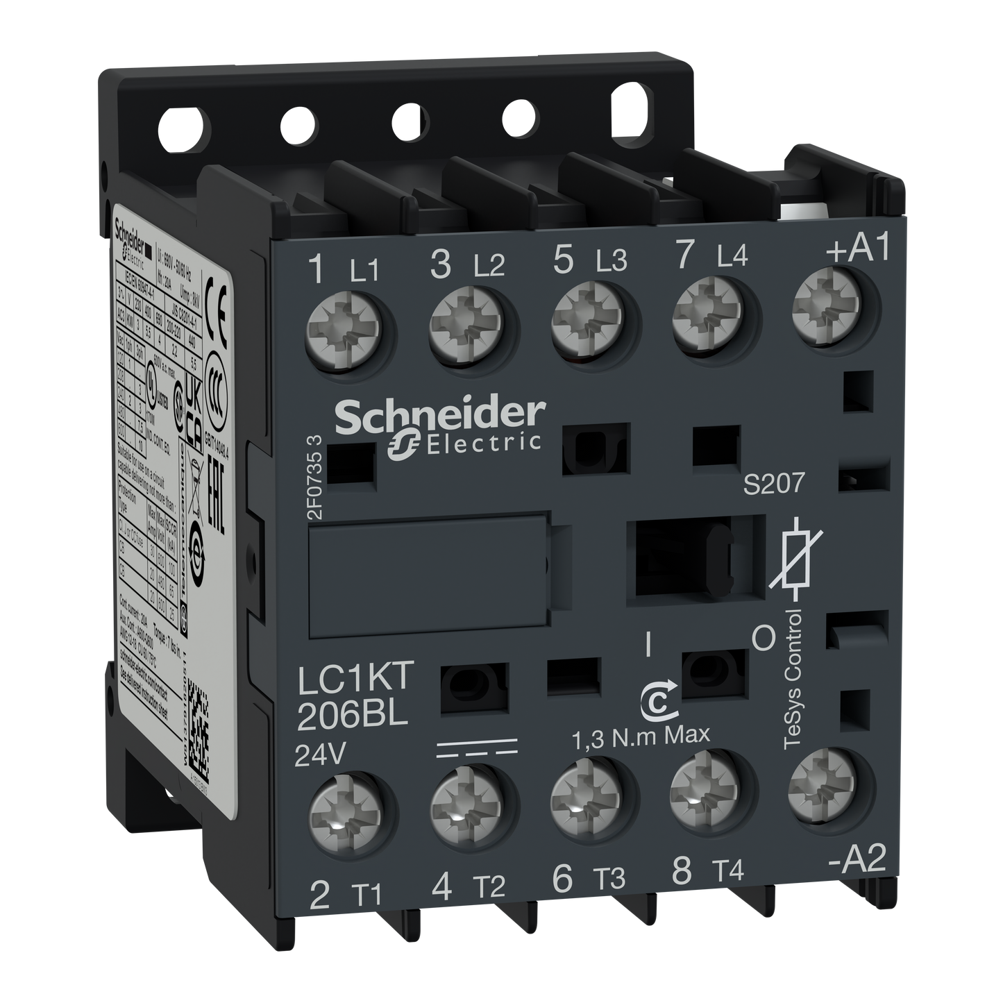Schneider Electric-LC1KT206BLS207-TeSys K - contacteur - 4P - 20A AC1 - 24VBC - cosses fermées ferroviaire