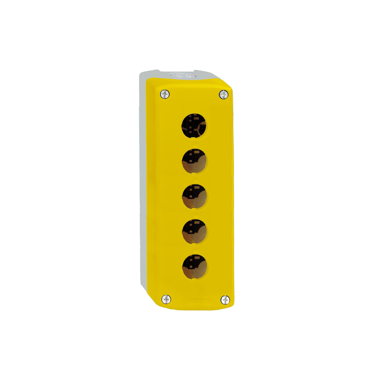 Schneider Electric-XALK05-Harmony boite - 5 trous - couvercle jaune - fond gris clair