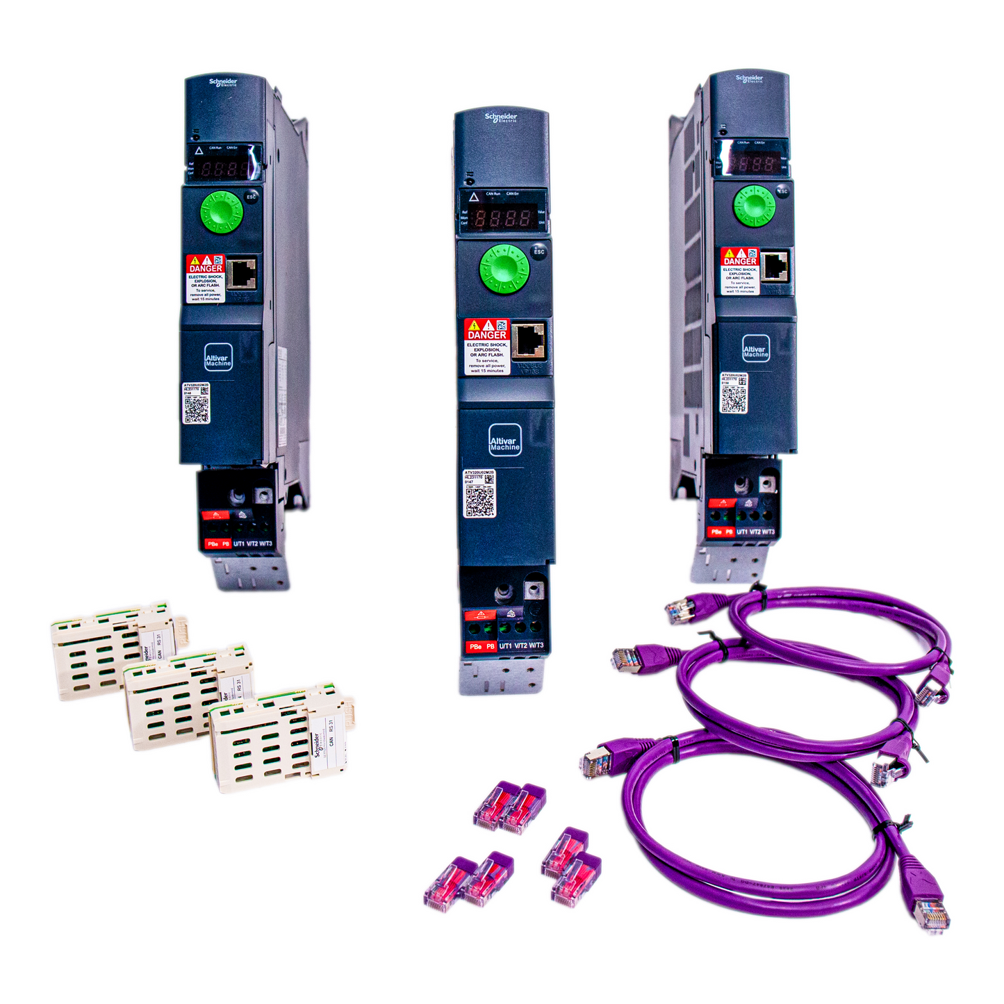 Schneider Electric-MD2ATV320CANX3-Lot de 3 ATV320 0,75 kW Mono & 3 modules interface CAN Open