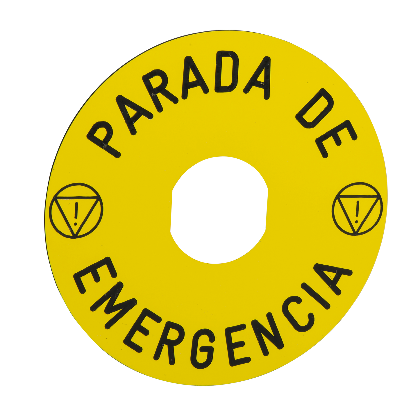 Schneider Electric-ZBY8430-Harmony étiquette circulaire Ø90mm jaune - logo EN13850 - PARADA DE EMERGENCIA