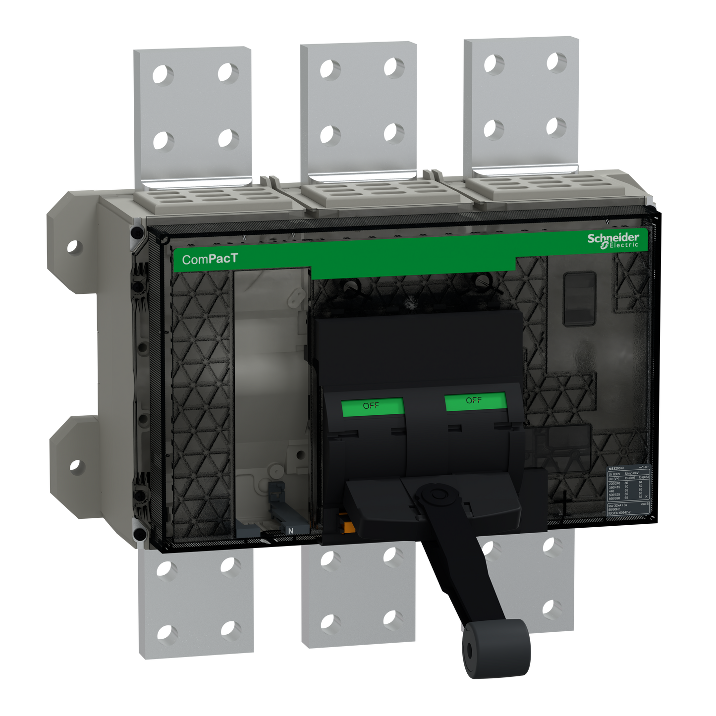 Schneider Electric-C320N3FM-ComPacT NS3200N - bloc coupure ss déclencheur - 3200A - 3P - 70kA - fixe manuel