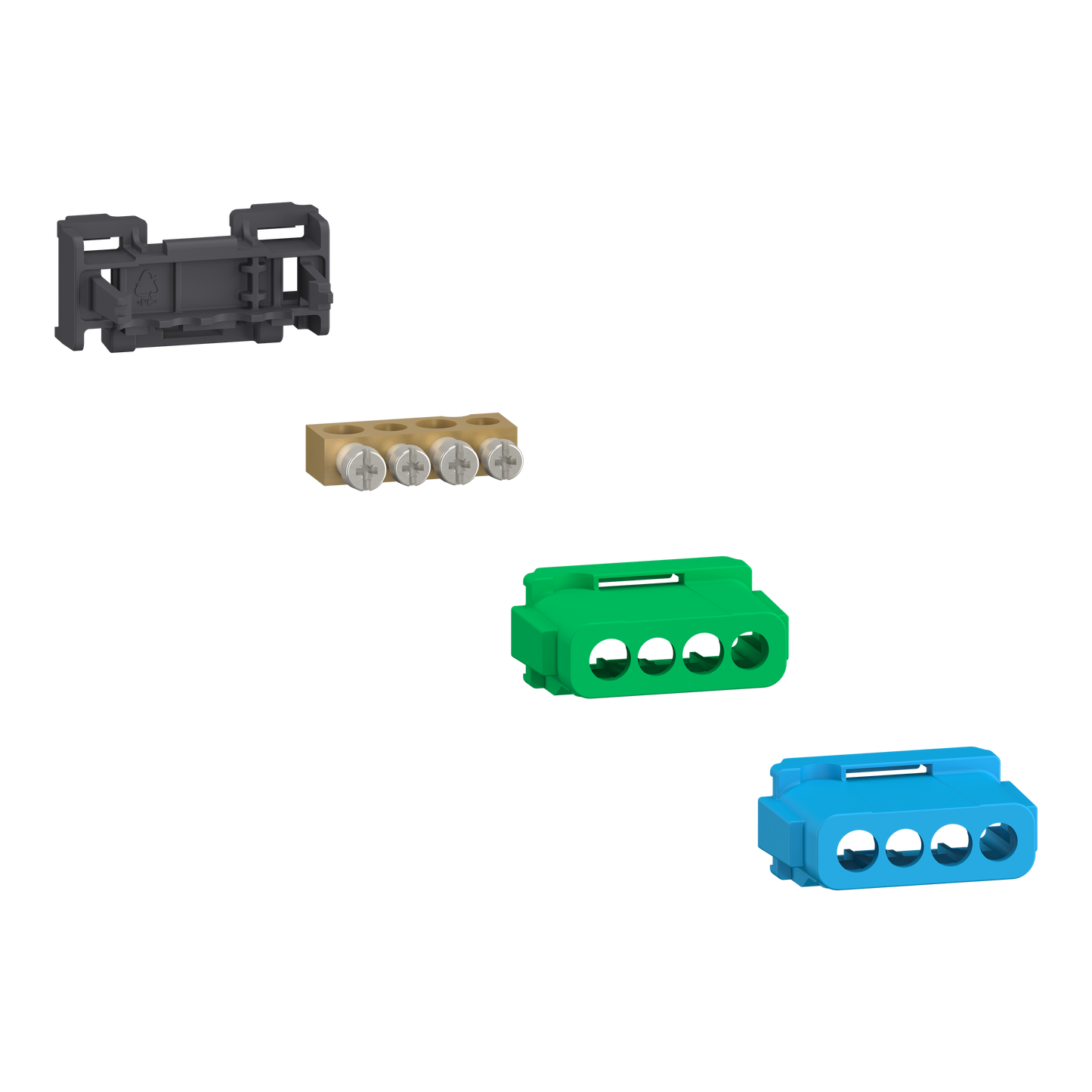 Schneider Electric-LGYT2A04-Linergy - bornier 80A à vis 4 trous 2x16²+2x10² et couvercles pour Terre/Neutre