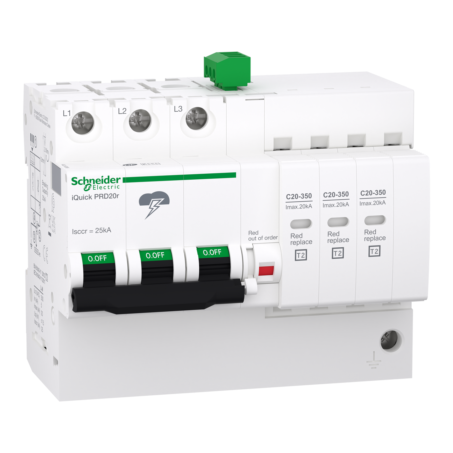 Schneider Electric-A9L16296-Acti9 - Parafoudre iQuick PRD20r - 3P avec report de signalisation