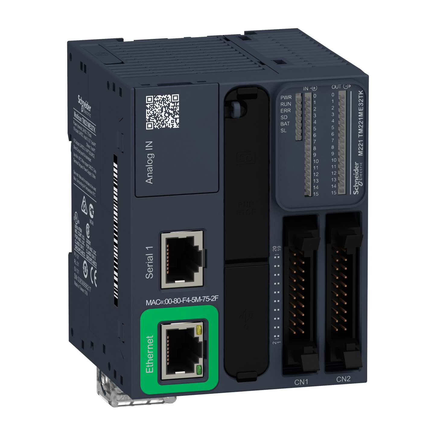 Schneider Electric-TM221ME32TK-Modicon M221 Book, contrôleur 32E/S PNP, port Ethernet+série, 24VCC, HE 10
