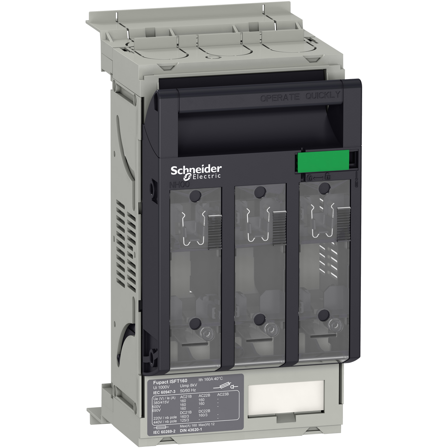 Schneider Electric-LV480803-Fupact ISFT160 - inter sect fusib - 3P - avec crochet sur jeu de barre 60mm - M8
