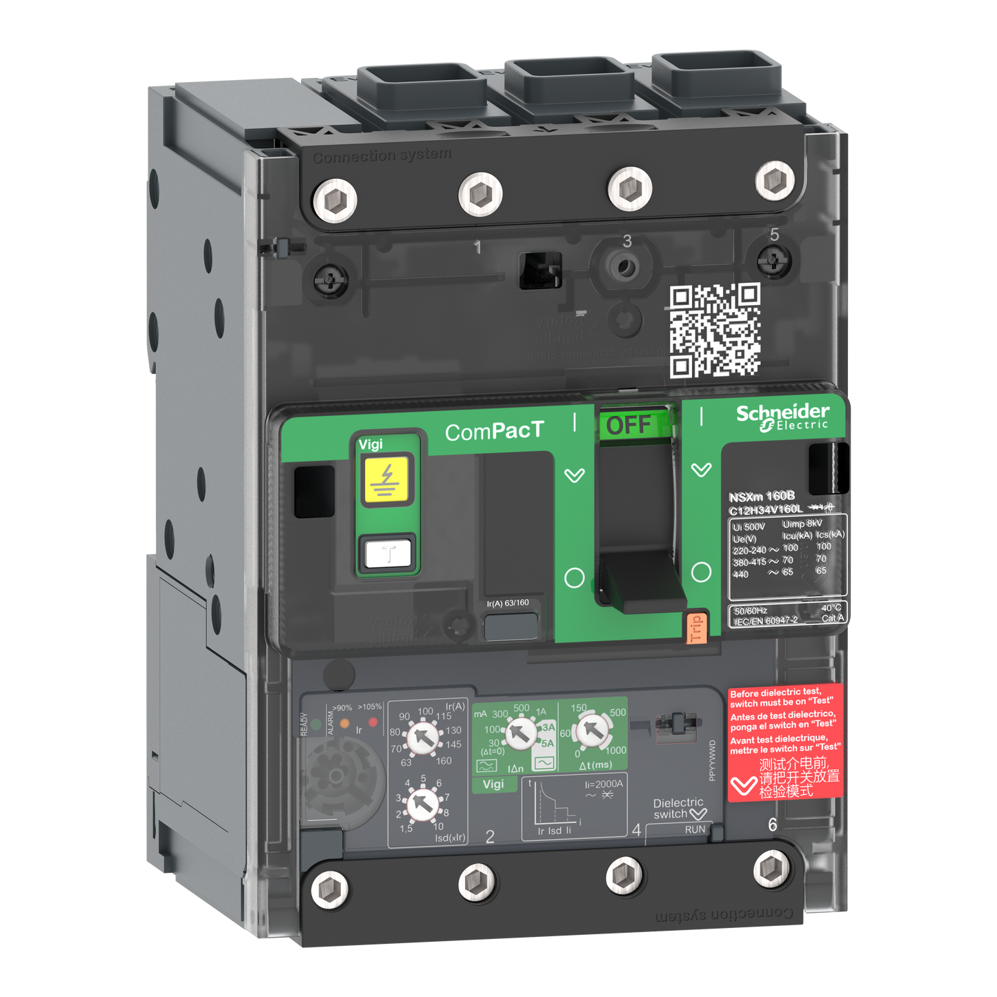 Schneider Electric-C11B34V050L-ComPacT NSXmB - disjoncteur Vigi - MicroLogic 4.1 50A - 3P3D - 25kA - EverLink