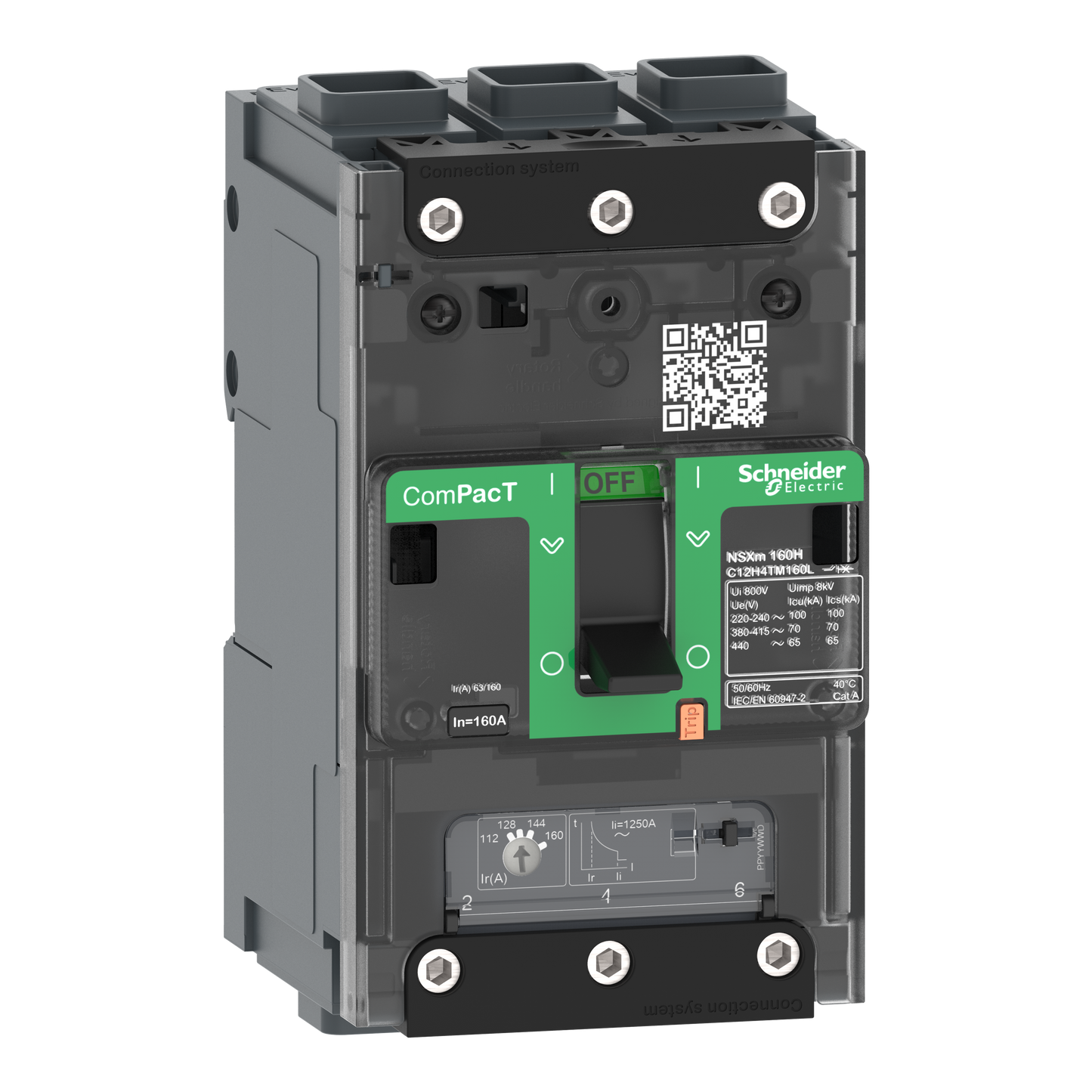 Schneider Electric-C12B3TM160L-ComPacT NSXmB - disjoncteur - TM-D 160A - 3P3D - 25kA - borne EverLink