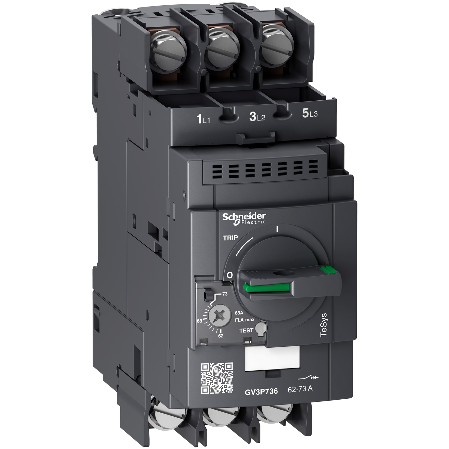 Schneider Electric-GV3P736-TeSys GV - disjoncteur moteur magnéto-thermique - 62 à 73A - 3P - cosses fermées