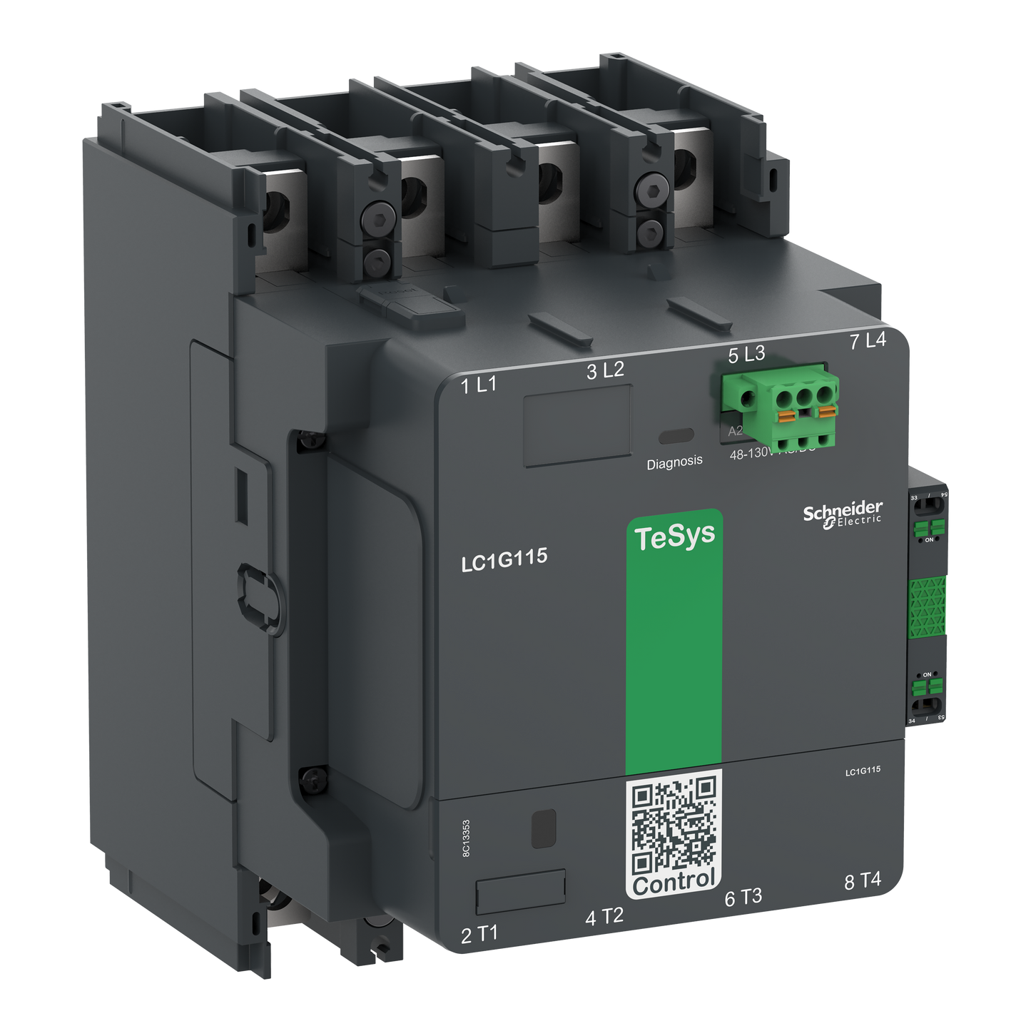 Schneider Electric-LC1G2254KUEN-Contacteur TeSys LC1G 225A 440V 4P AC3 Standard 100-250V AC-DC bobine