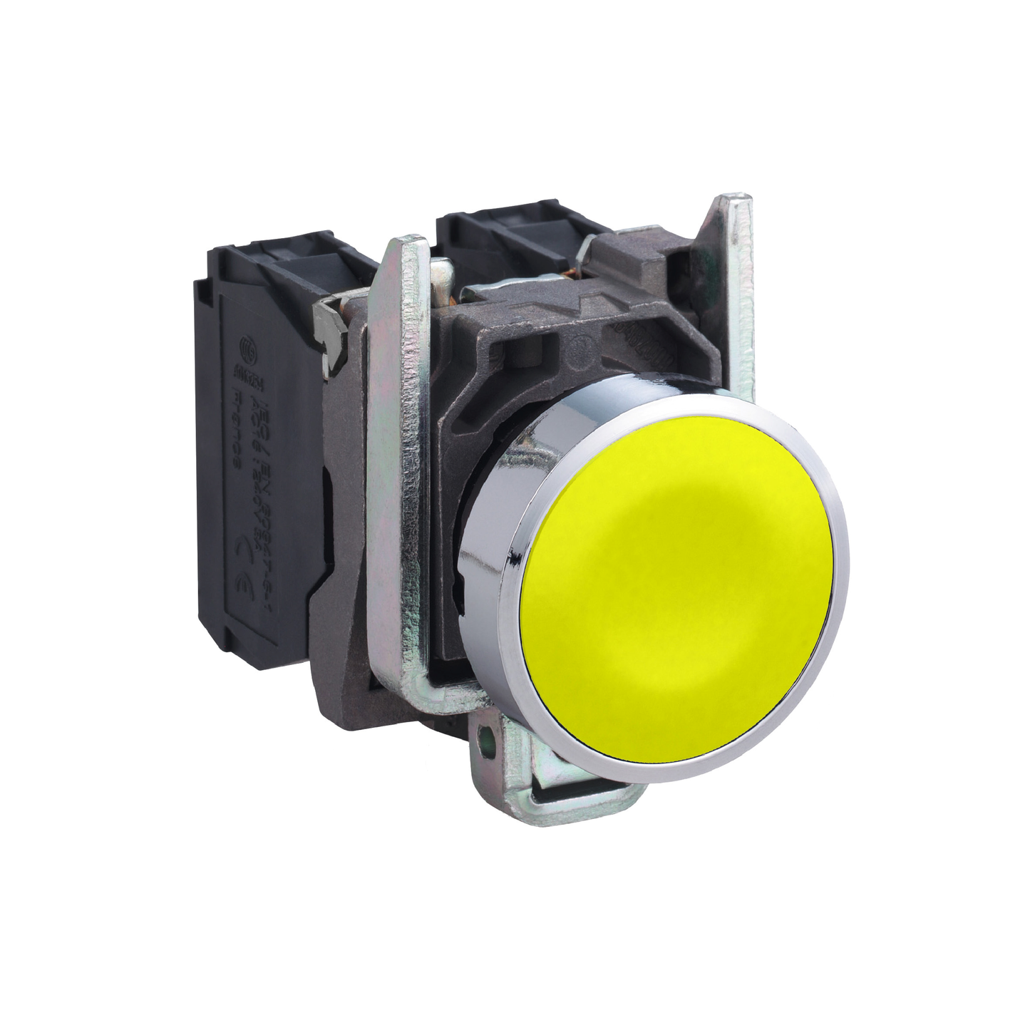 Schneider Electric-XB4BA51-Harmony XB4 - bouton poussoir à impulsion - Ø22 - jaune - 1F - vis étrier