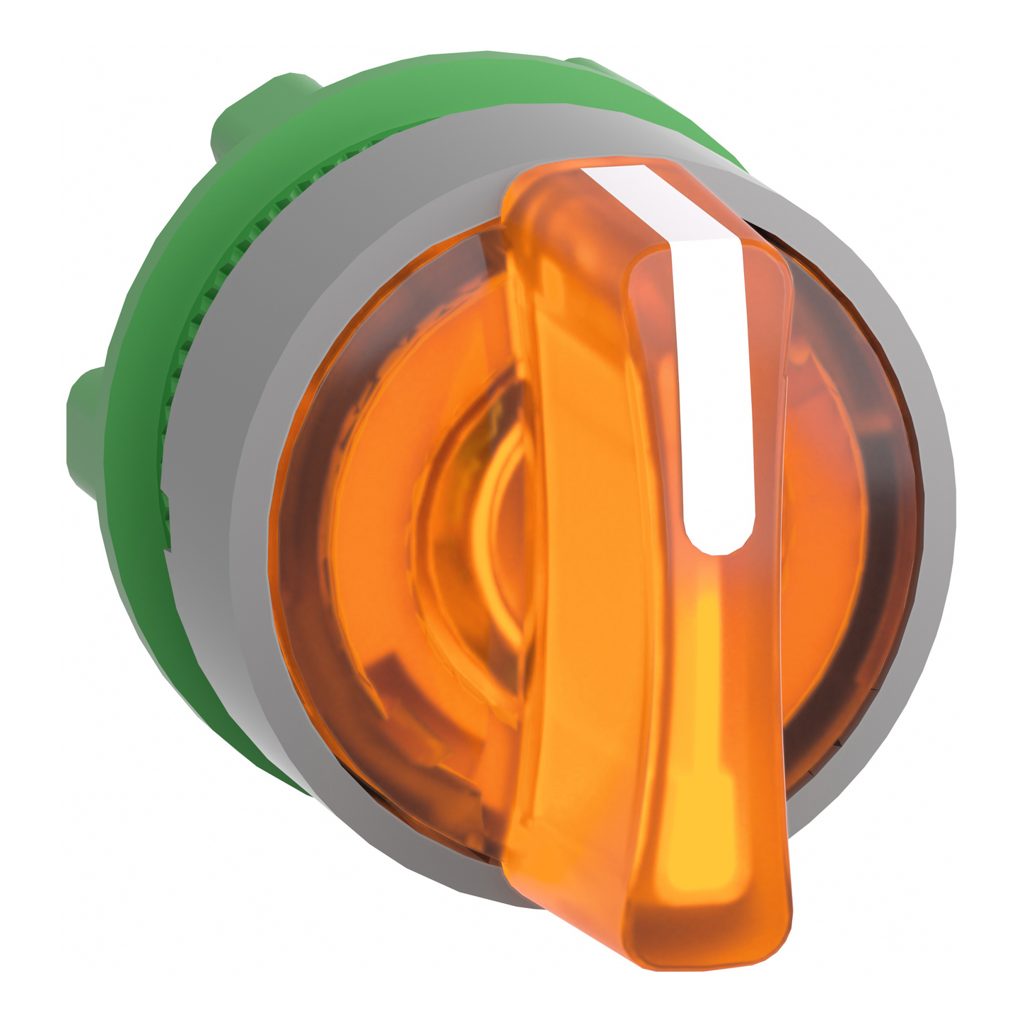 Schneider Electric-ZB5AK1853C0-Harmony XB5 - tête bouton tournant lum - Ø22 - col grise - 3 pos rap DC - orange