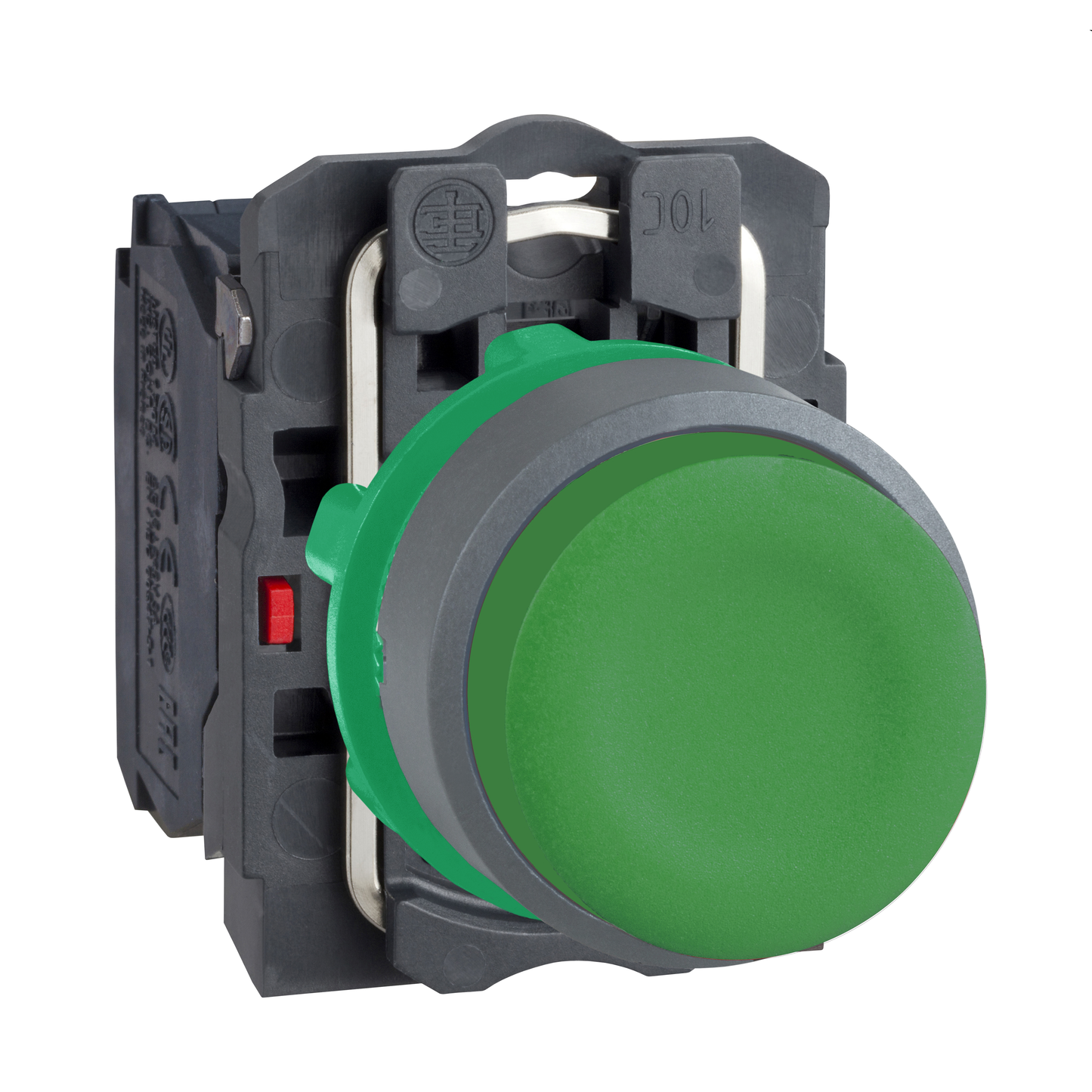 Schneider Electric-XB5AP31C0-Harmony XB5 - bouton poussoir à impulsion - Ø22 - col grise - vert - 1F - vis