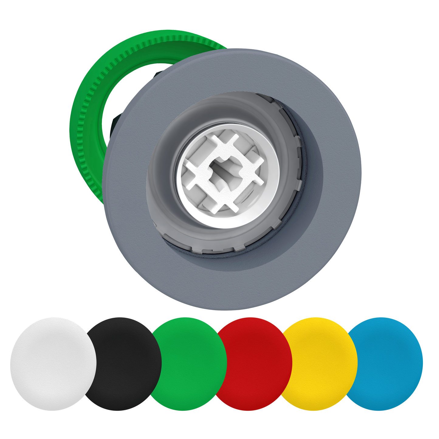 Schneider Electric-ZB5FA9C0-Harmony XB5 - tête de bouton poussoir - Ø22 - col flush grise - 6 couleurs