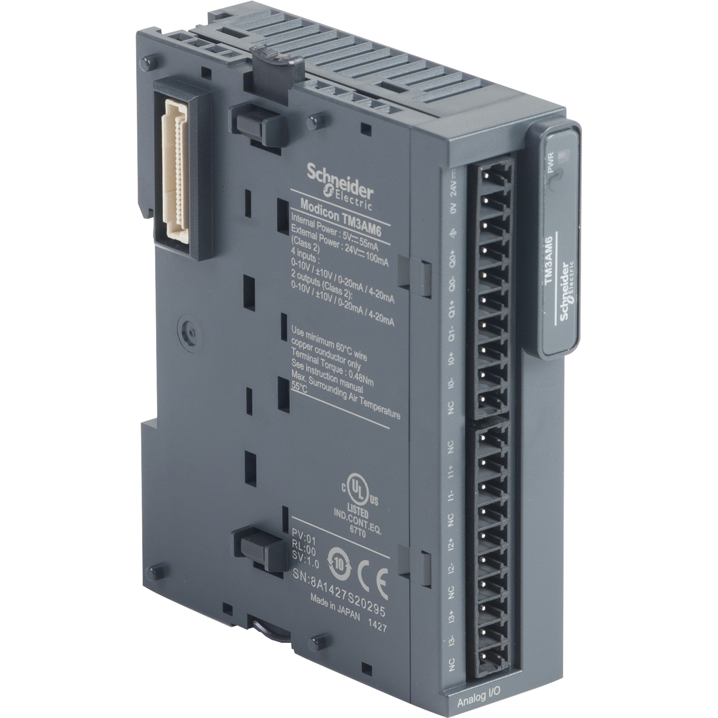 Schneider Electric-TM3AM6-Modicon TM3, module mixte 4 entrées et 2 sorties -10-0-10V, 0/4-20mA, à vis