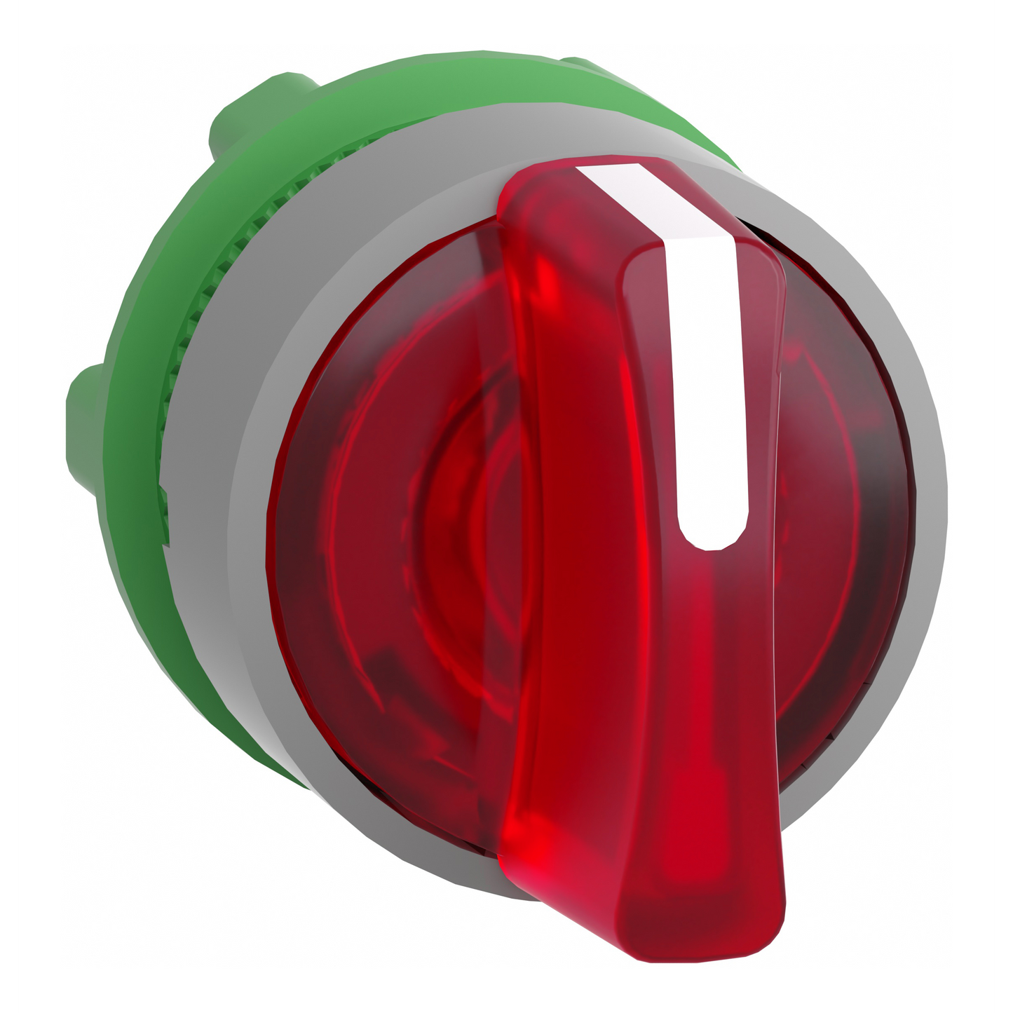 Schneider Electric-ZB5AK1743C0-Harmony XB5 - tête bouton tournant lum - Ø22 - col grise - 3 pos rap GC - rouge