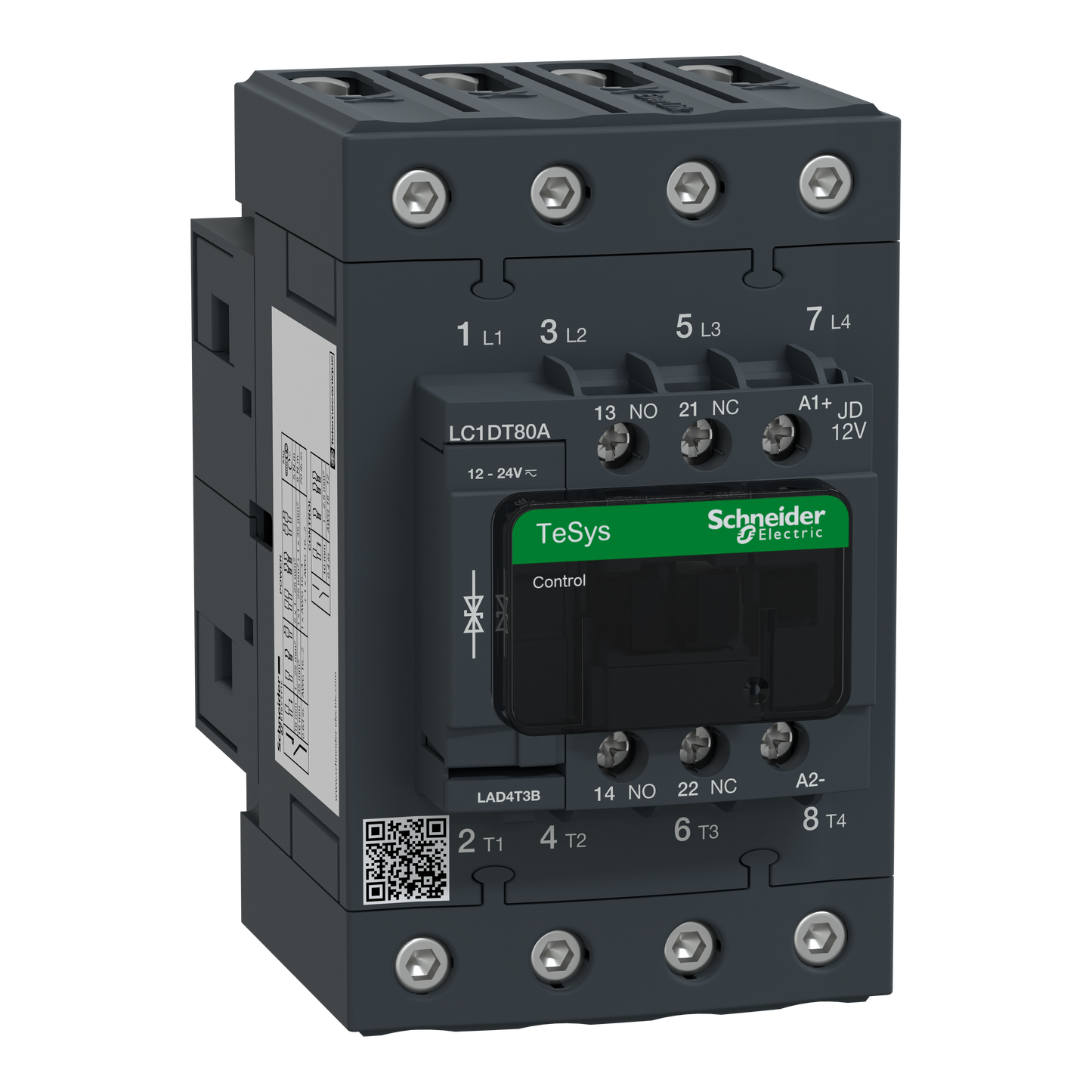 Schneider Electric-LC1DT80AJD-TeSys LC1D - contacteur - 4P - AC-3 440V - 80A - bobine 12Vcc