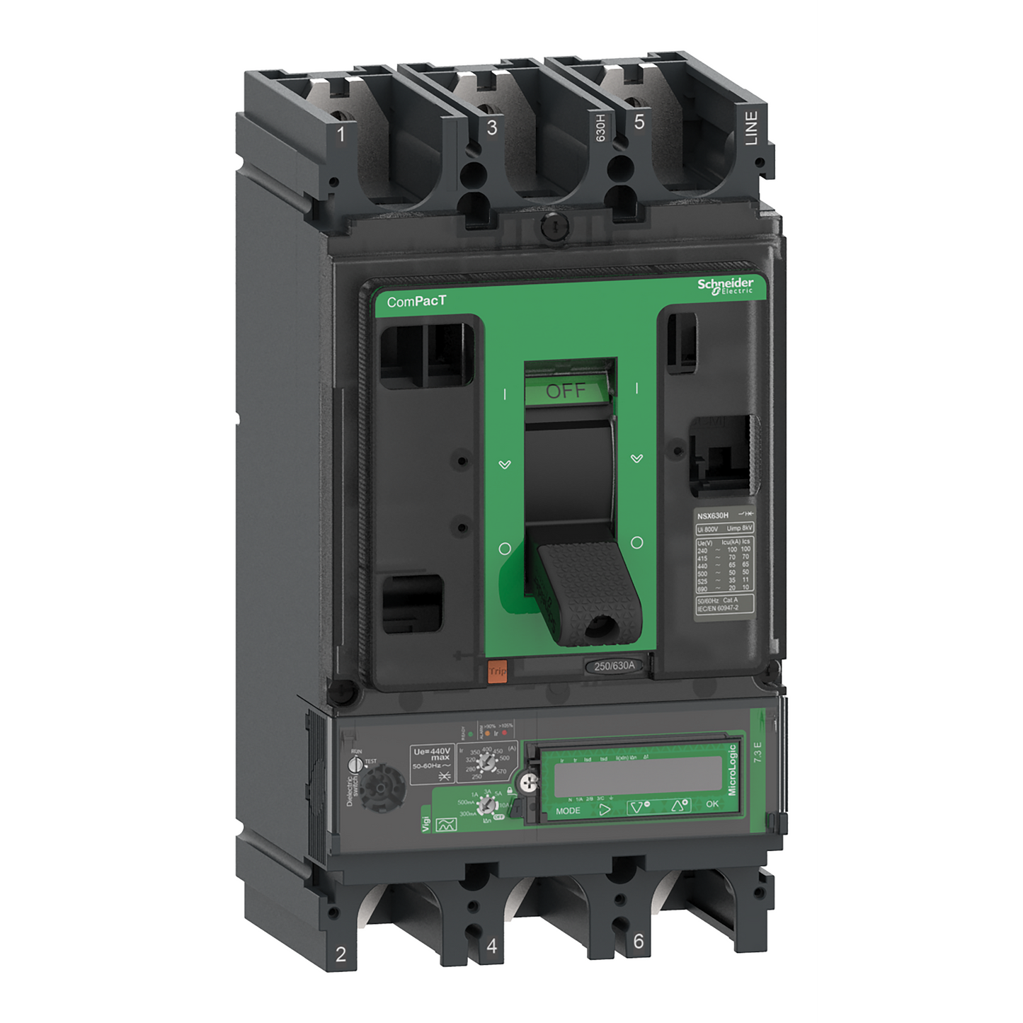 Schneider Electric-C40F37E400-ComPacT NSX400F - Disjoncteur Vigi - MicroLogic 7.3E 400A - 3P3D - 36kA - fixe