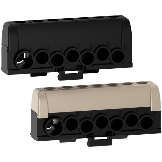 Schneider Electric-R9H13411P-Resi9 - lot de 2 borniers phase - 1 x gris 1 x noir - 6 trous 16² - 1 trou 35²