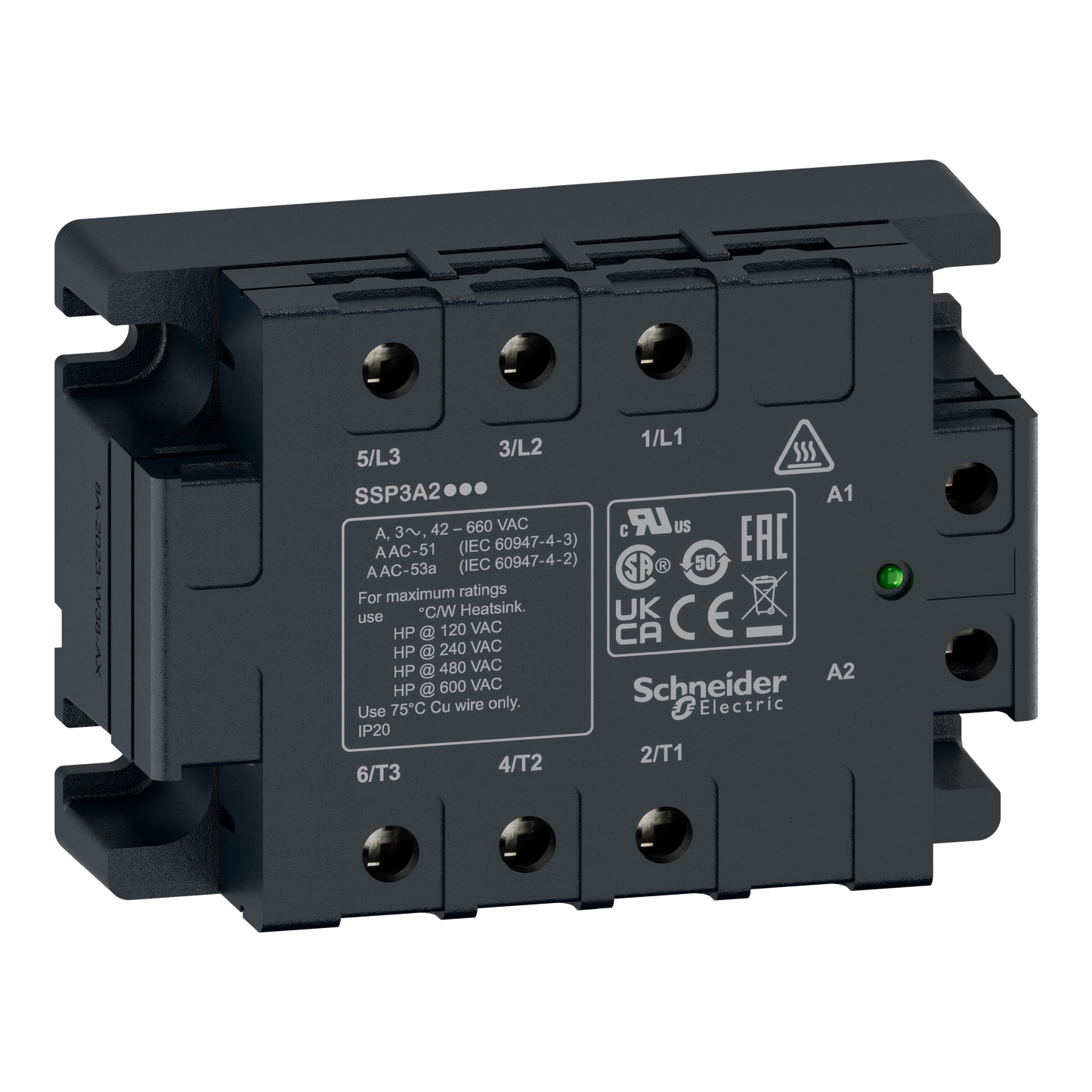 Schneider Electric-SSP3A250BDT-Harmony Relay - 3 phase ssrelais - 660Vca - 50A - 4..32Vcc therma