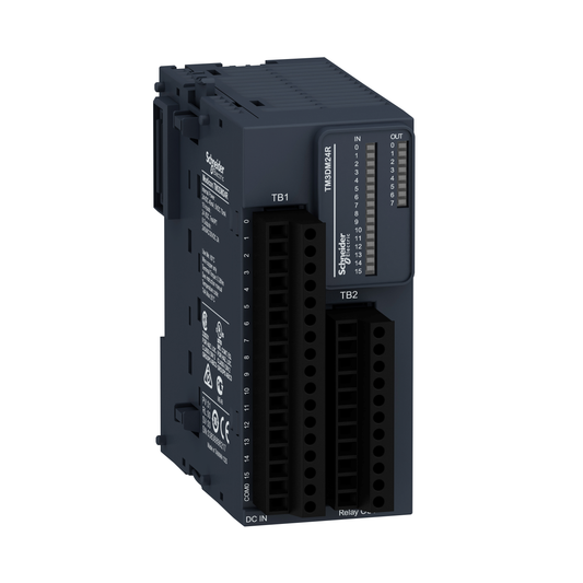 Schneider Electric-TM3DM24R-Modicon TM3, module mixte 16 entrées 24VCC/8 sorties relais 2A, à vis