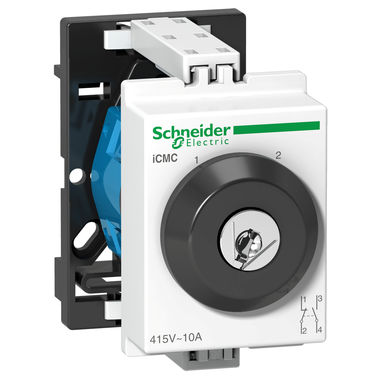 Schneider Electric-A9E15123-Acti9, iCMC commutateur rotatif 2 directions à clé 10A 2P 415VCA verrouillage 1p