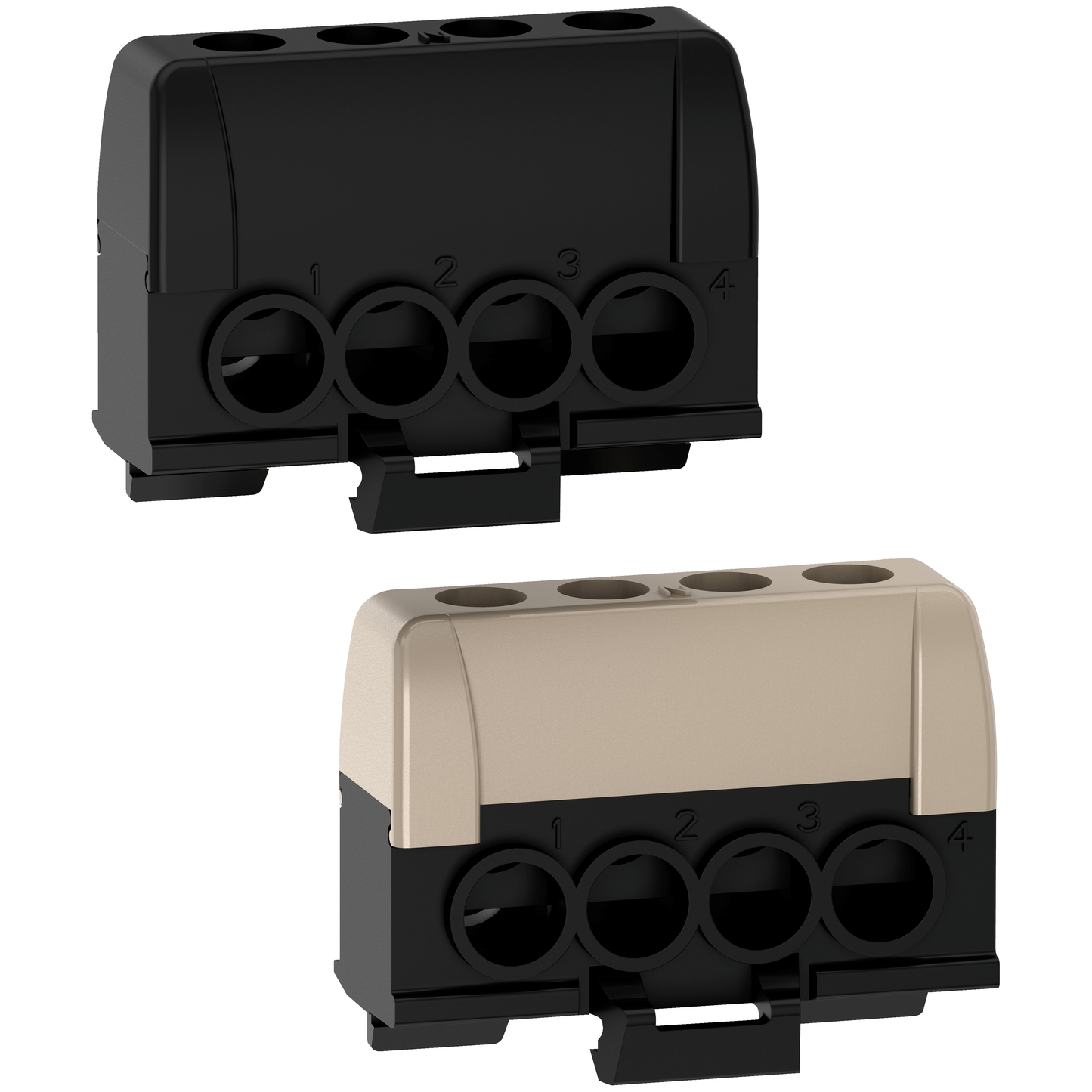 Schneider Electric-R9H13405P-Resi9 - lot de 2 borniers phase - 1 x gris 1 x noir - 4 trous 16mm²