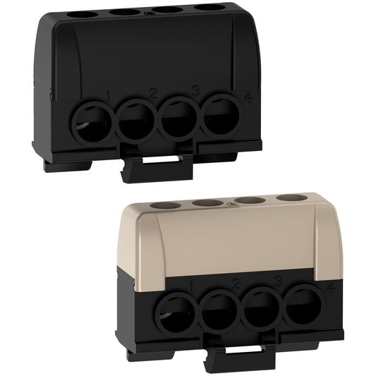 Schneider Electric-R9H13405P-Resi9 - lot de 2 borniers phase - 1 x gris 1 x noir - 4 trous 16mm²