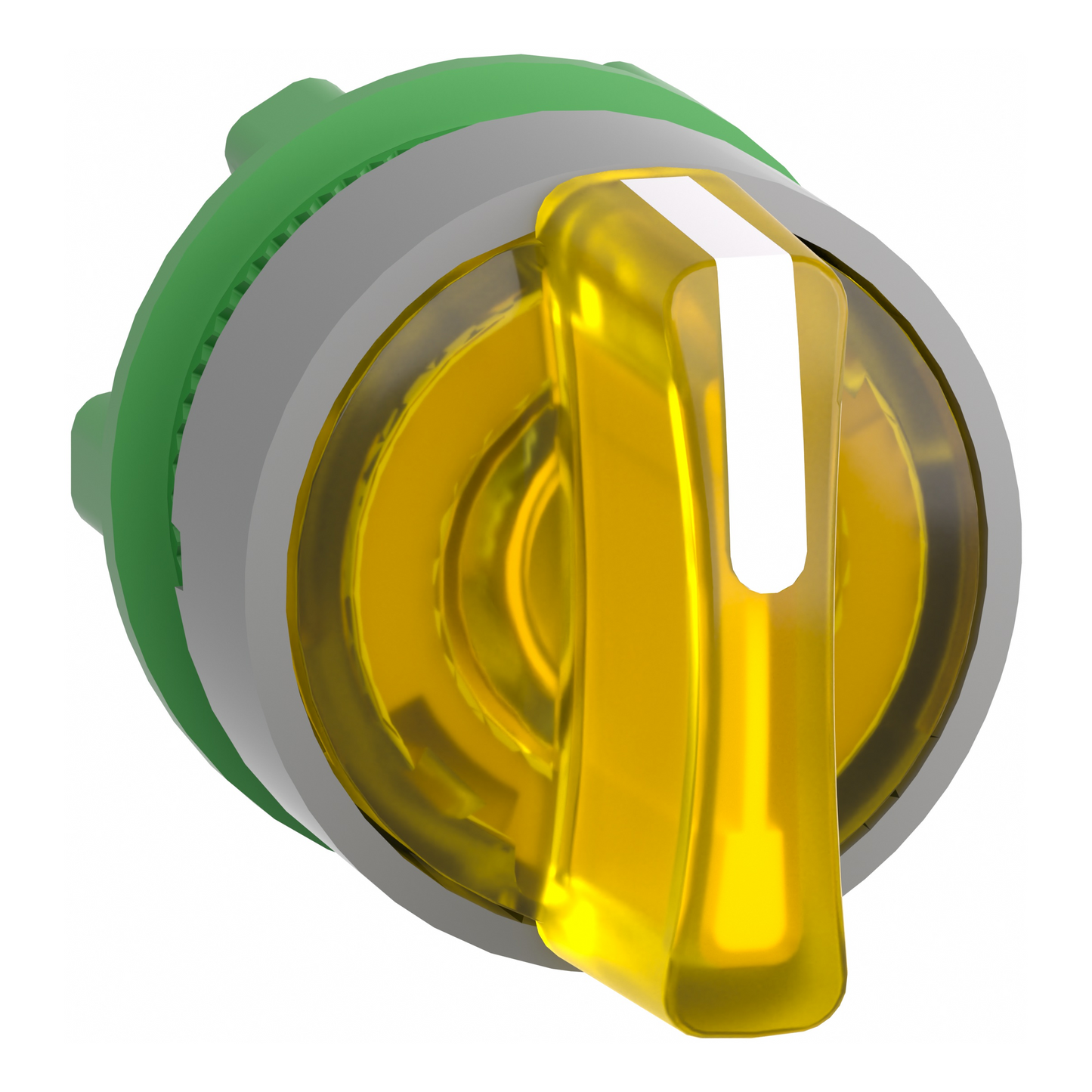 Schneider Electric-ZB5AK1783C0-Harmony XB5 - tête bouton tournant lum - Ø22 - col grise - 3 pos rap GC - jaune