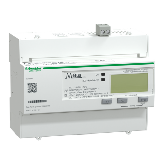Schneider Electric-A9MEM3335-Acti9 iEM - compteur d'énergie tri - 125A - multitarif - alarme kW - Mbus - MID