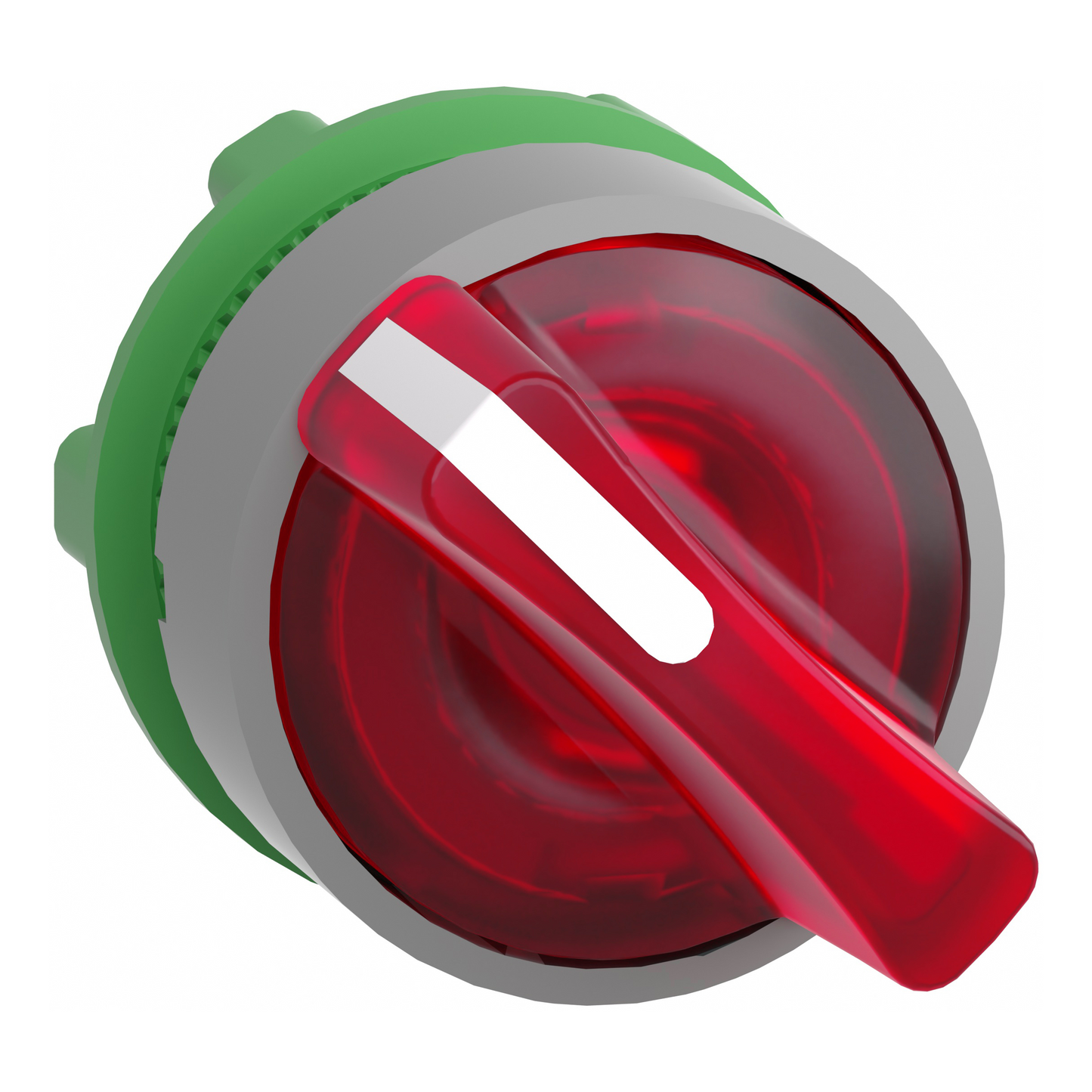 Schneider Electric-ZB5AK1443C0-Harmony XB5 - tête bouton tournant lum - Ø22 - col grise - 2 pos à rap. - rouge