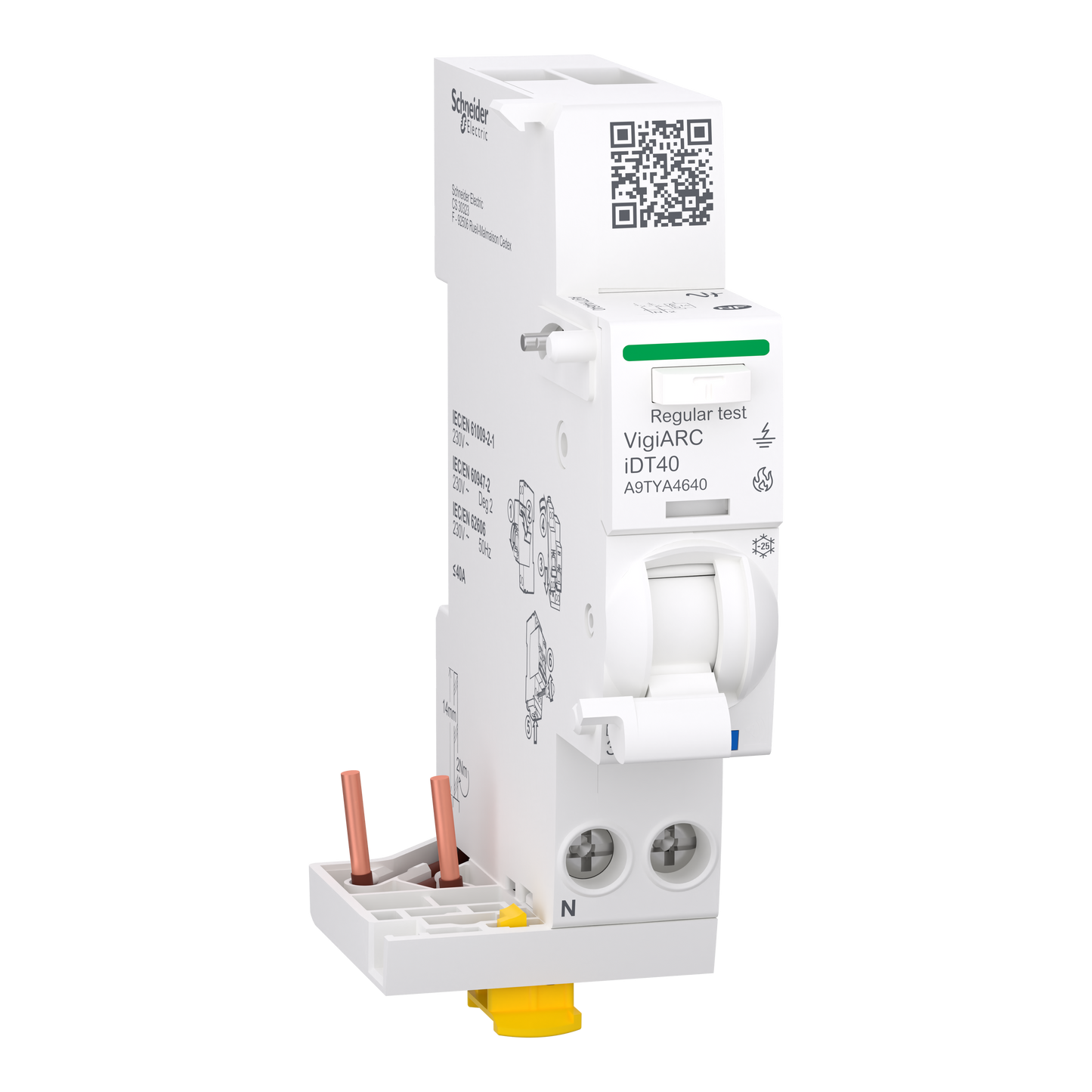 Schneider Electric-A9TYA4640-Acti9 Active iDT40 module détecteur arc différentiel 30mA ASI 1PN 40A