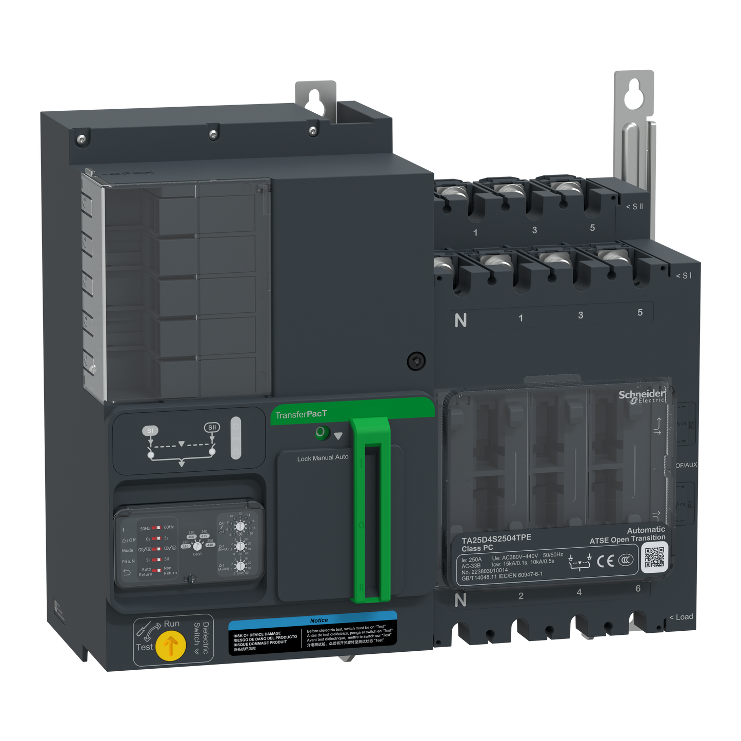 Schneider Electric-TA25D4S2004TPE-TransferPacT TA250 - inverseur de sources - commutateurs - 200A - 4P - 400Vca