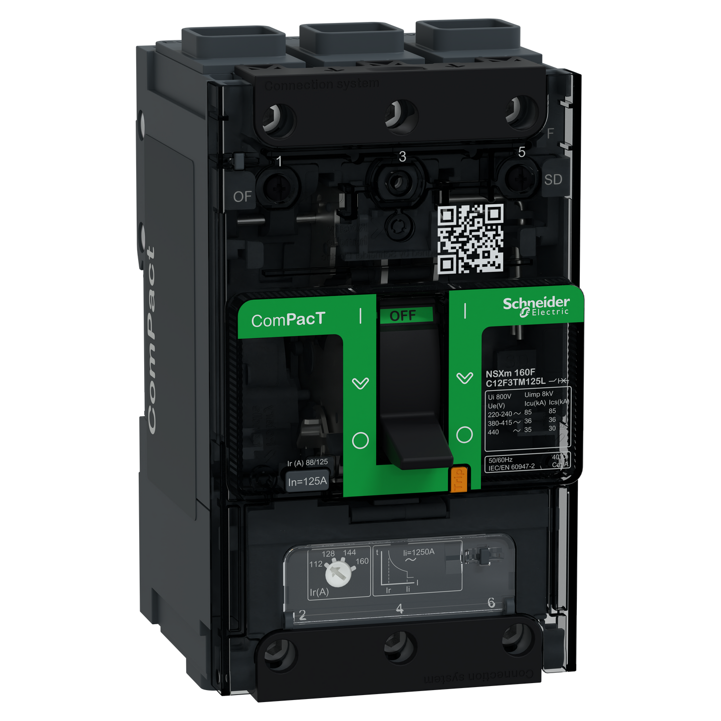 Schneider Electric-C12F3TM125L-NSXmF DISJ 3P3D TMD 125A ELINK