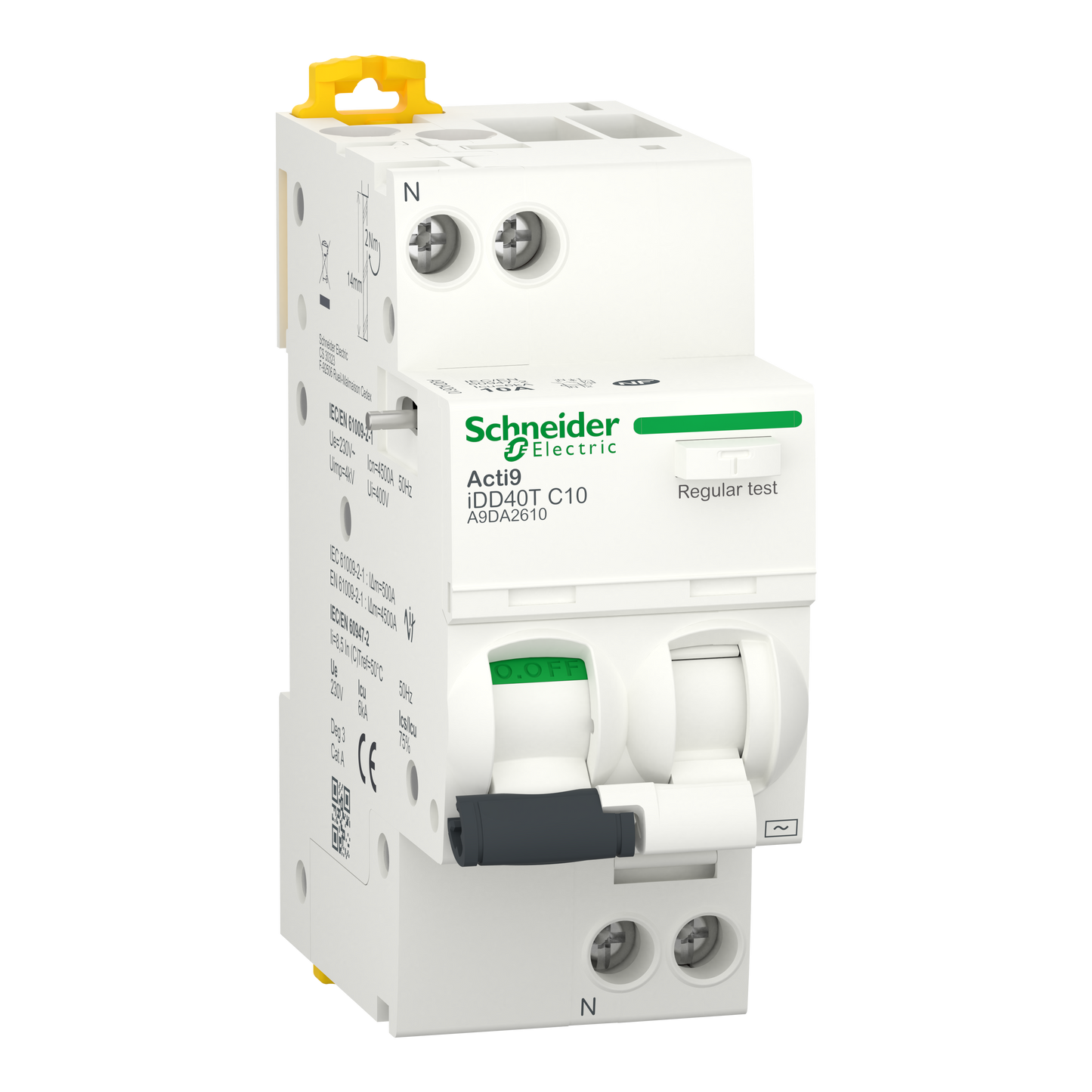 Schneider Electric-A9DA6616-Acti9 iDD40T - Disjoncteur dif. - 1P+N 16A - CrbC - 4500A/6kA - 300mA - Type AC
