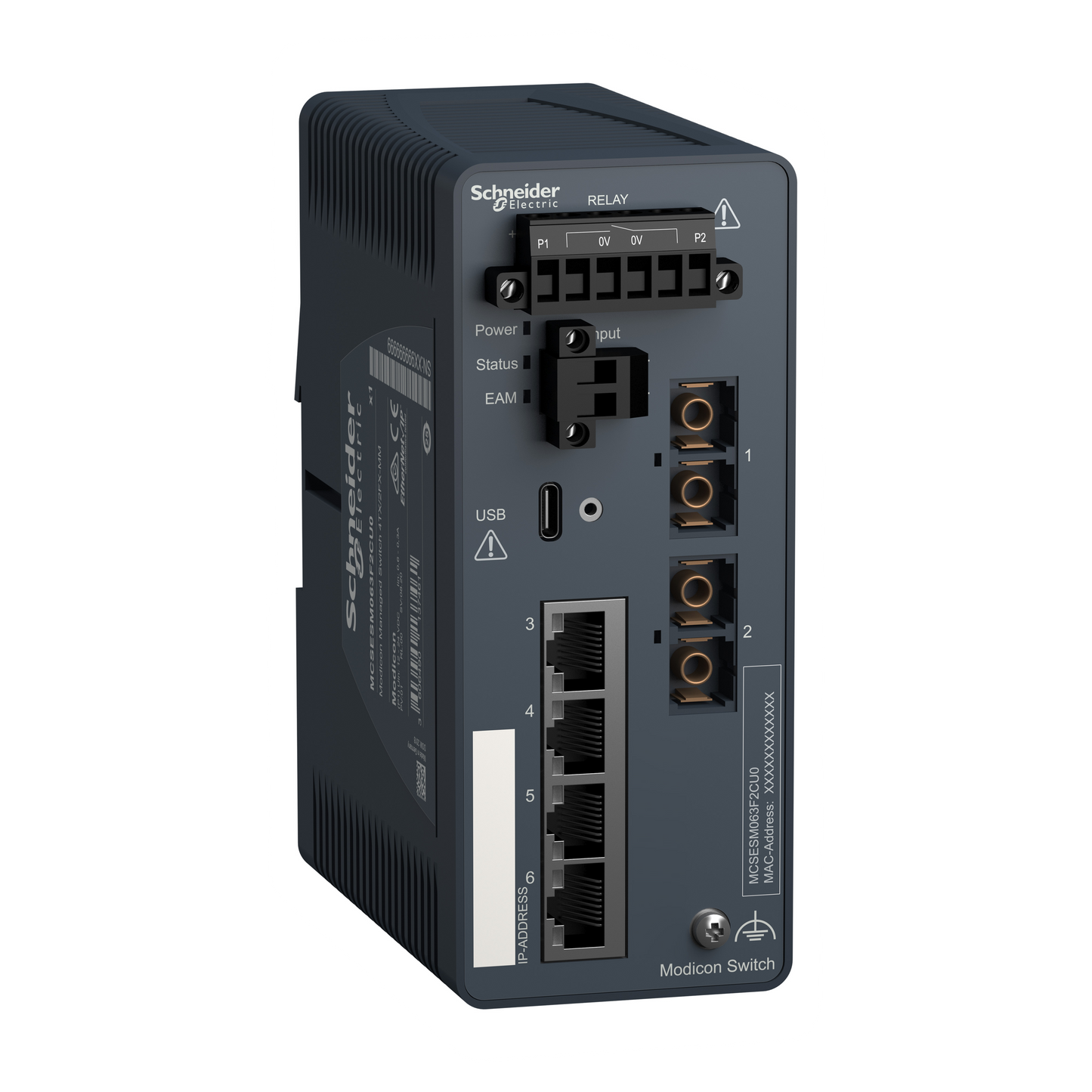 Schneider Electric-MCSESM063F2CU0-Modicon Switch administré - 4 ports cuivre & 2 ports fibre multimode