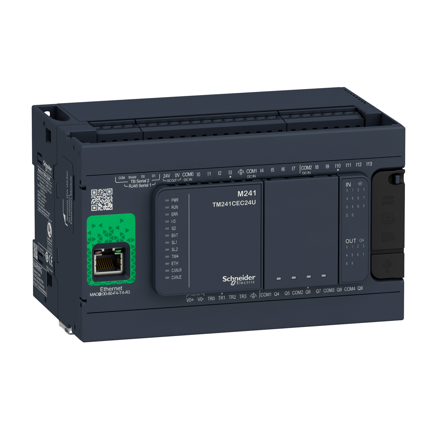 Schneider Electric-TM241CE24R-Modicon M241, contrôleur 24E/S PNP+relais, ports Ethernet+2 série, 100/240VCA
