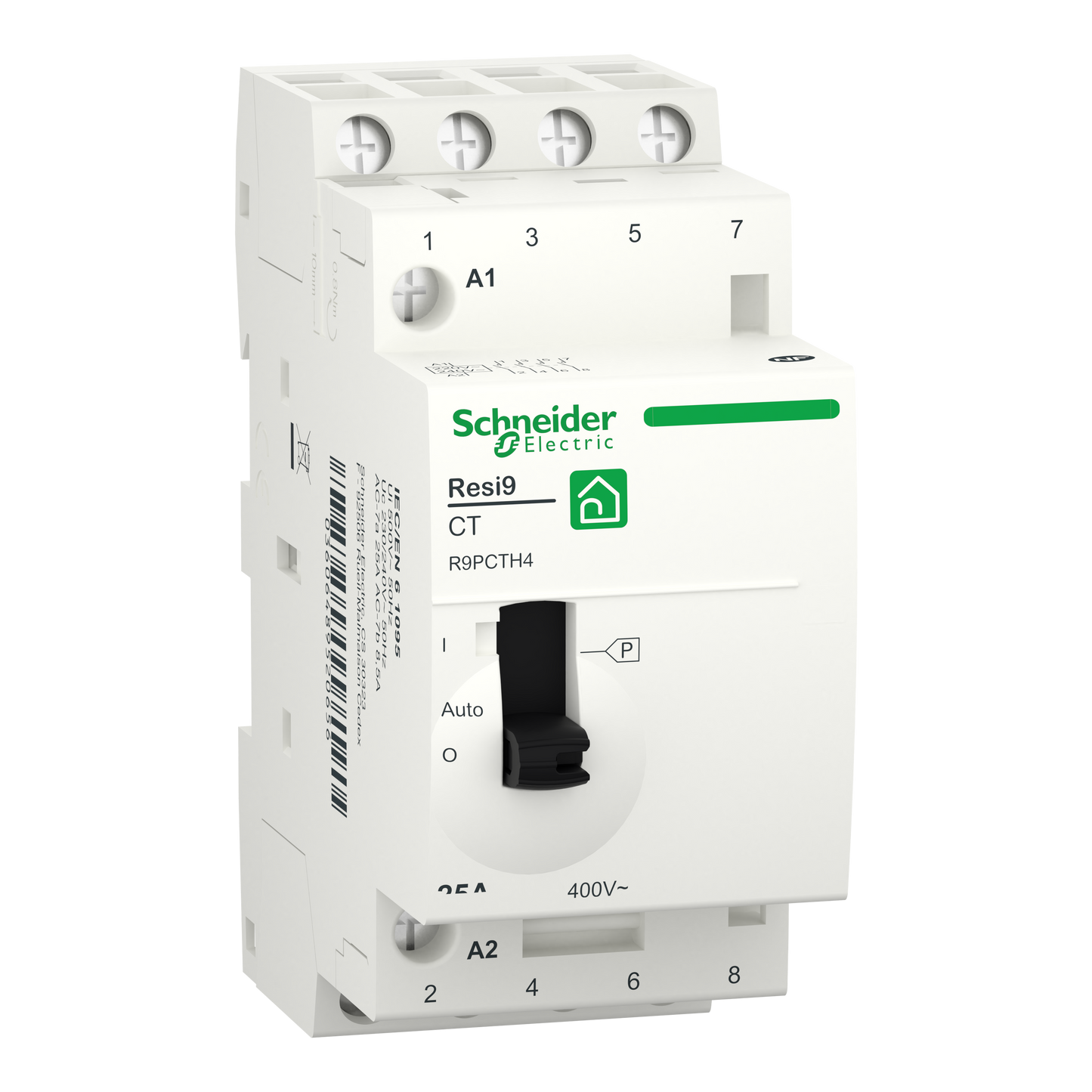 Schneider Electric-R9PCTH4-Resi9 - contacteur heures creuses - 4NO - 25A - commande manuelle