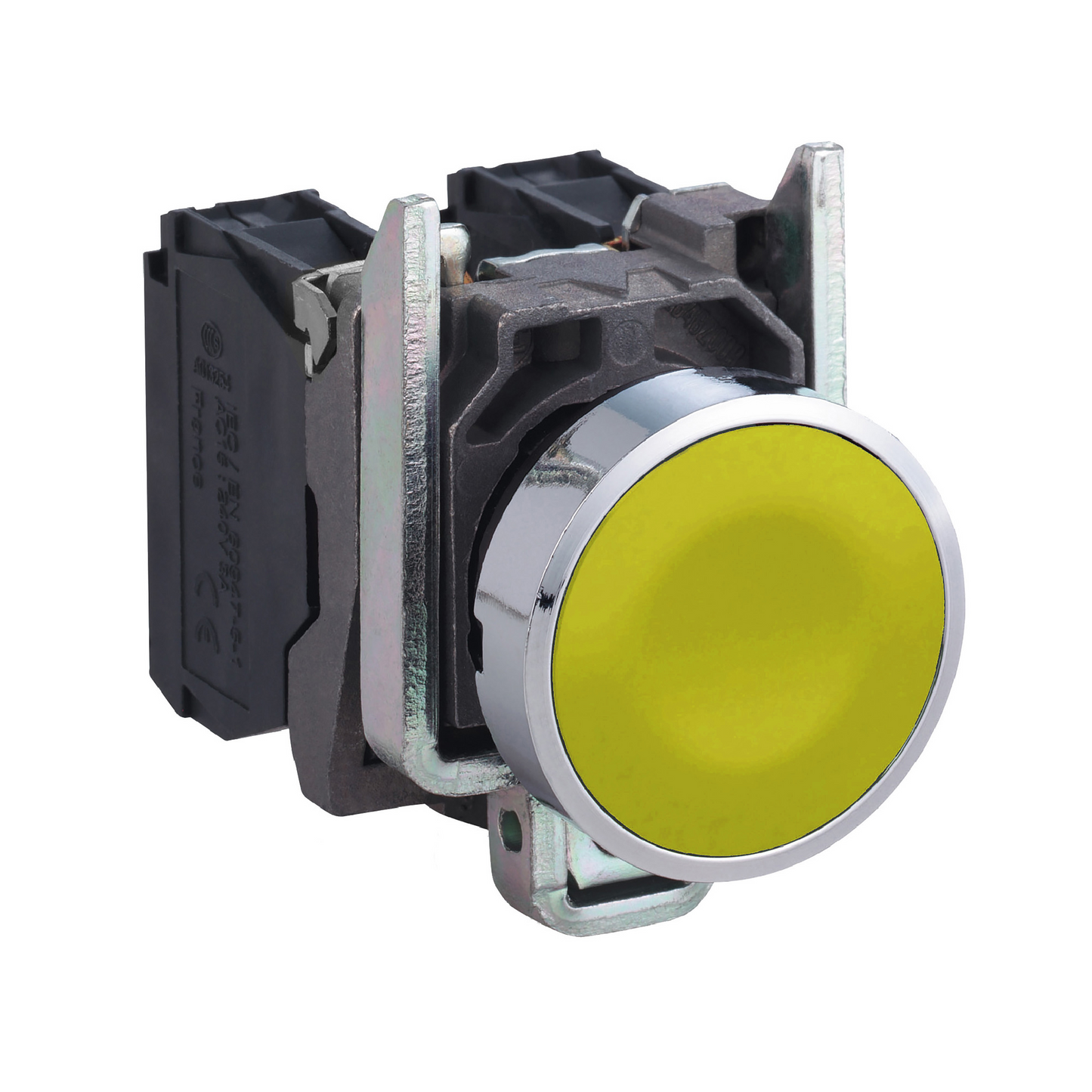 Schneider Electric-XB4BA55-Harmony XB4 - bouton poussoir à impulsion - Ø22 - jaune - 1O+1F - vis étrier