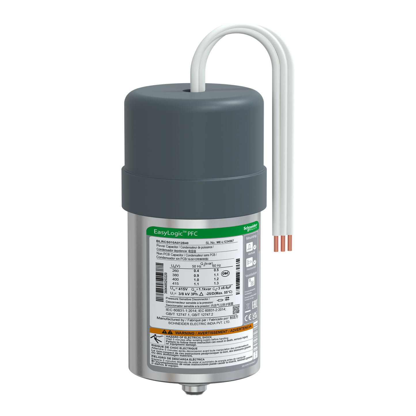 Schneider Electric-BLRCS010A012B40-CONDENSATEUR CAN SDY 1/1. 2KVAR 400V