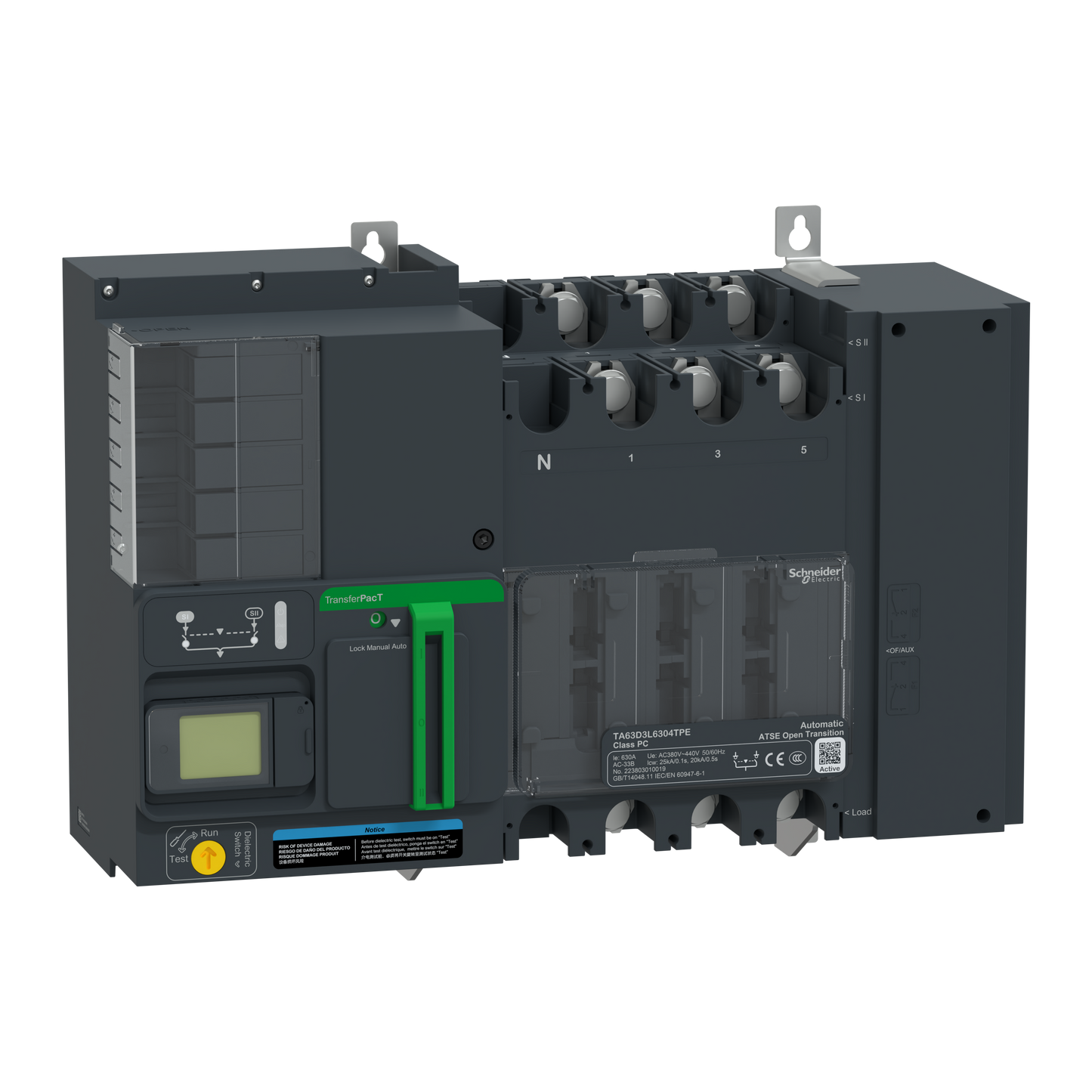 Schneider Electric-TA63D3L6304TPE-TransferPacT Active TA630 - inverseur de sources - LCD - 630A - 3P - 400Vca