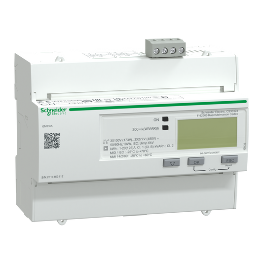 Schneider Electric-A9MEM3355-Acti9 iEM - compteur d'énergie tri - 125A - multitarif - alarme kW - Modbus -MID