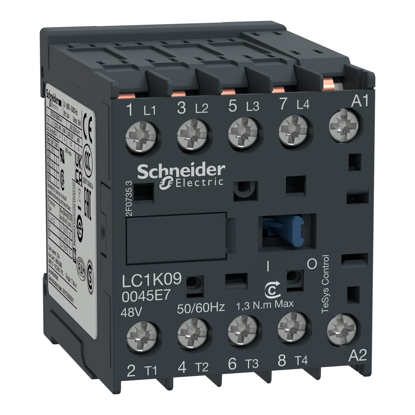 Schneider Electric-LC1K090045E7-TeSys LC1K - contacteur - 4P - AC-1 440V - 20A - bobine 48Vca