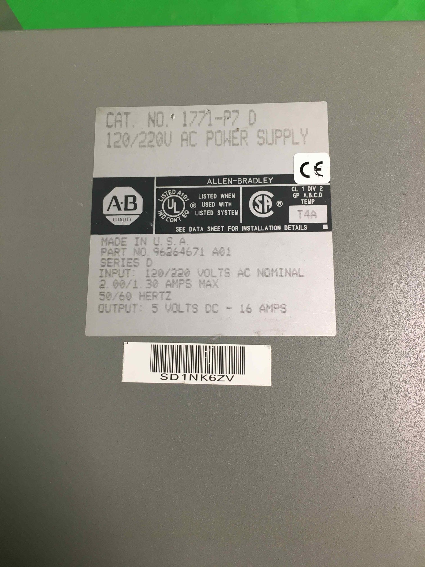 Allen-Bradley-1771-P7 D A01/1771P7DA01