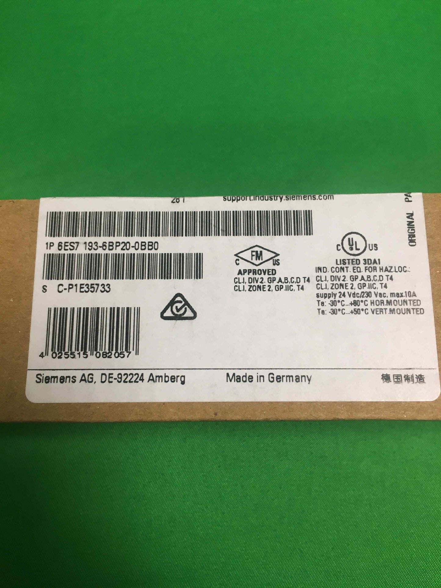 Siemens 6ES7 193-6BP20-0BB0 6ES71936BP200BB0 SEALED