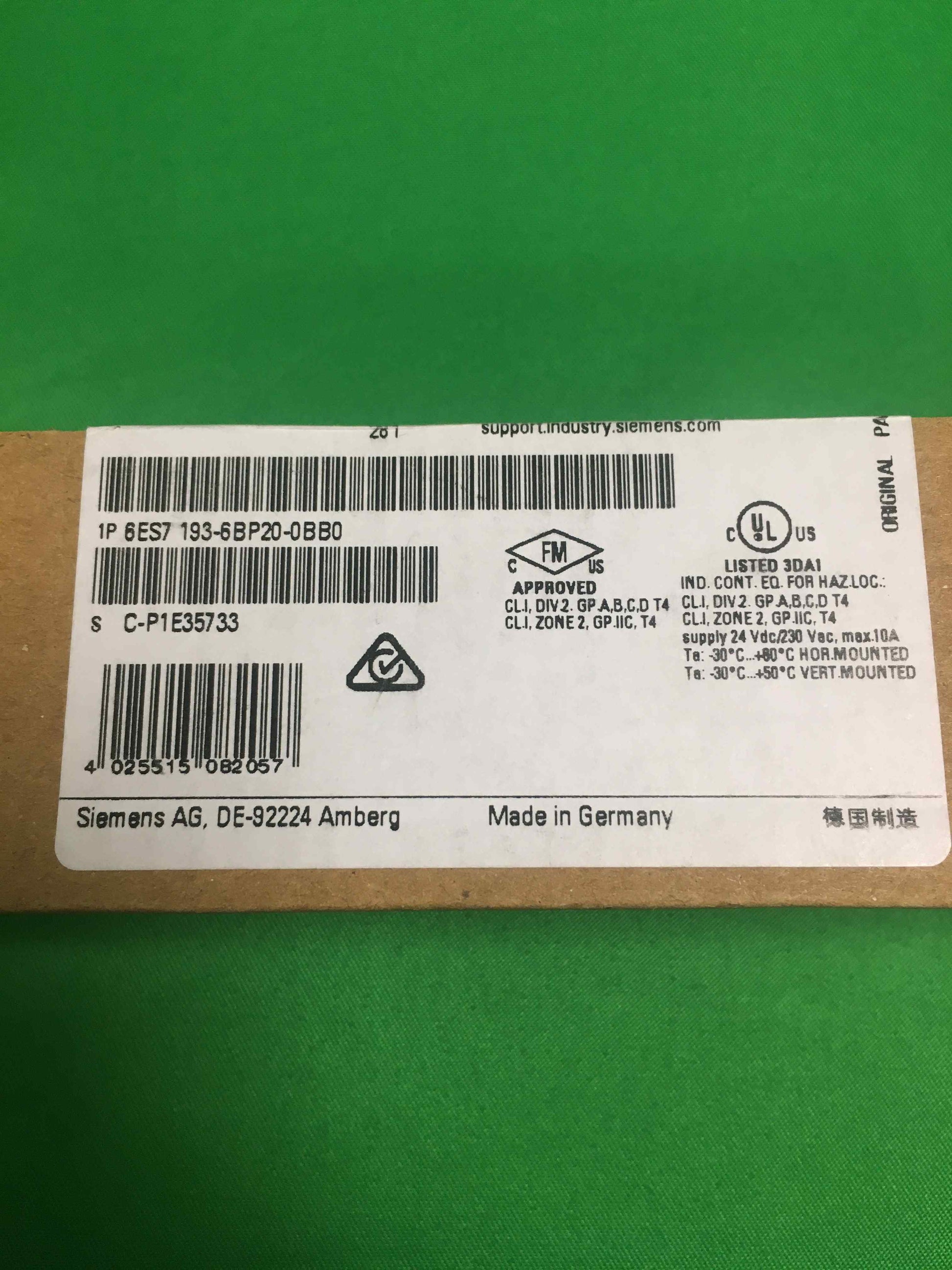 Siemens 6ES7 193-6BP20-0BB0 6ES71936BP200BB0 SEALED