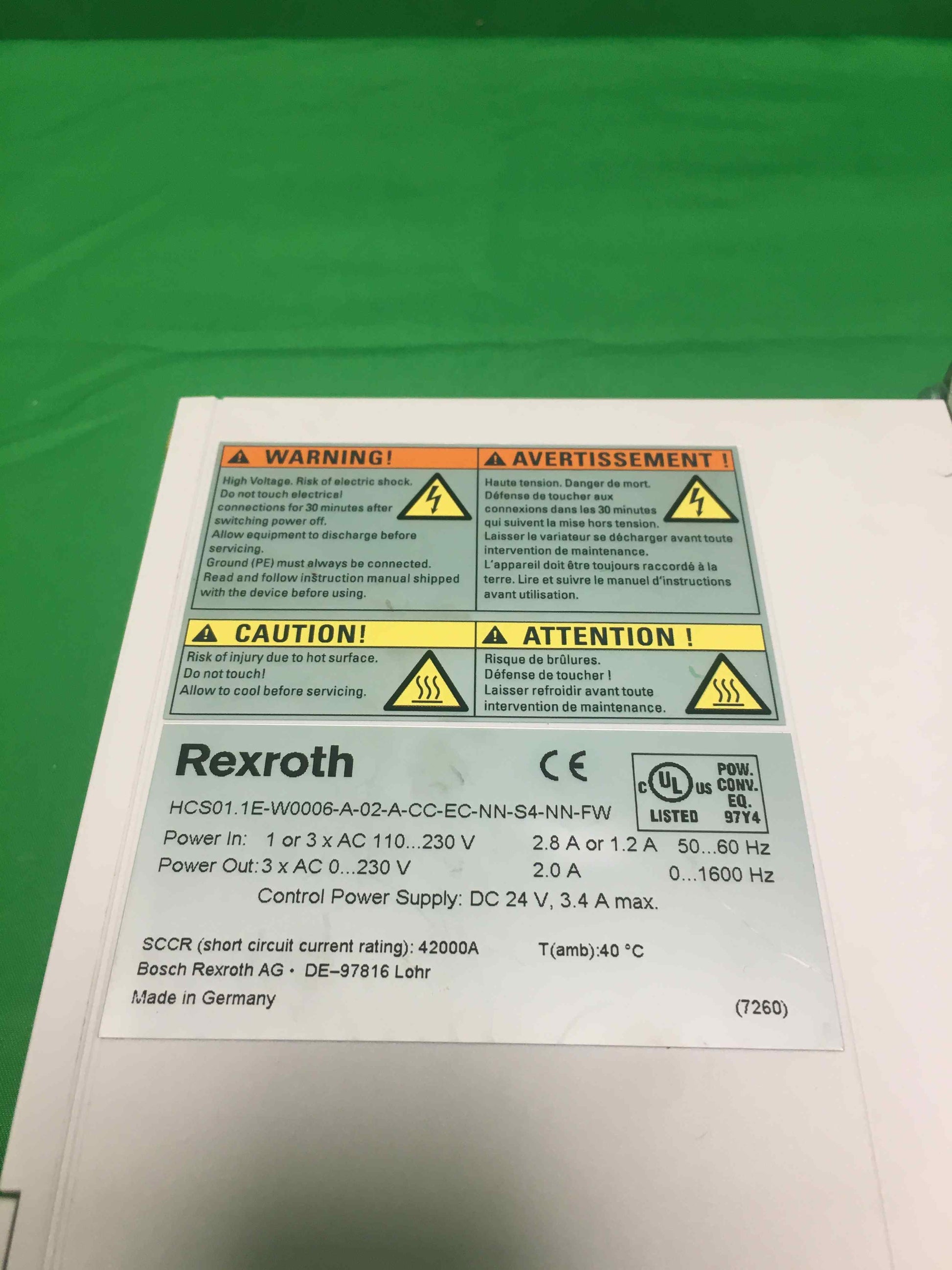 Rexroth HCS01.1E-W0006-A-CC-EC-NN-S4-NN-FW HCS011EW0006ACCECNNS4NNFW
