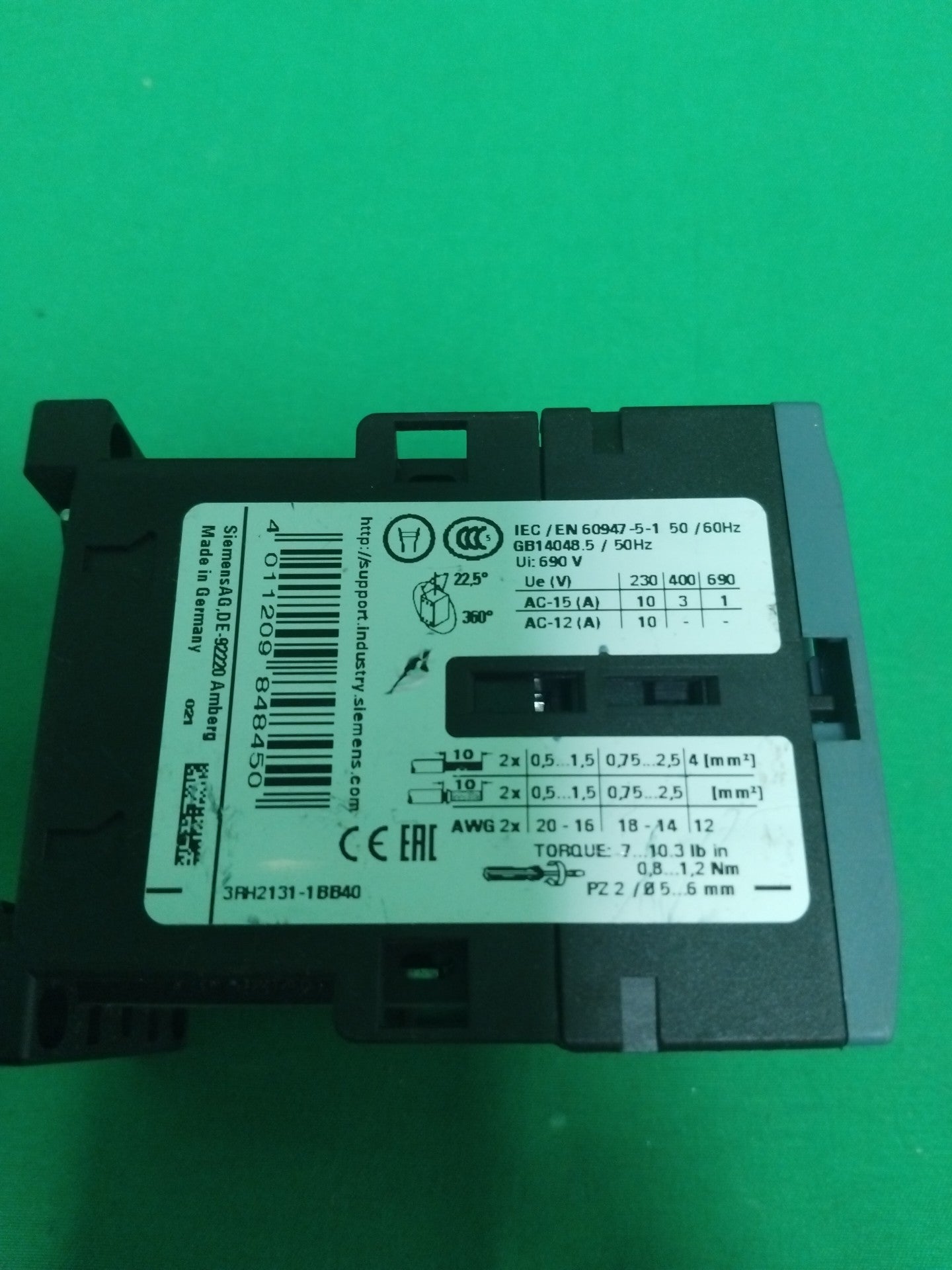 SIEMENS 3RH2131-1BB40 3RH21311BB40 WITHOUT ORIGINAL PACKAGING